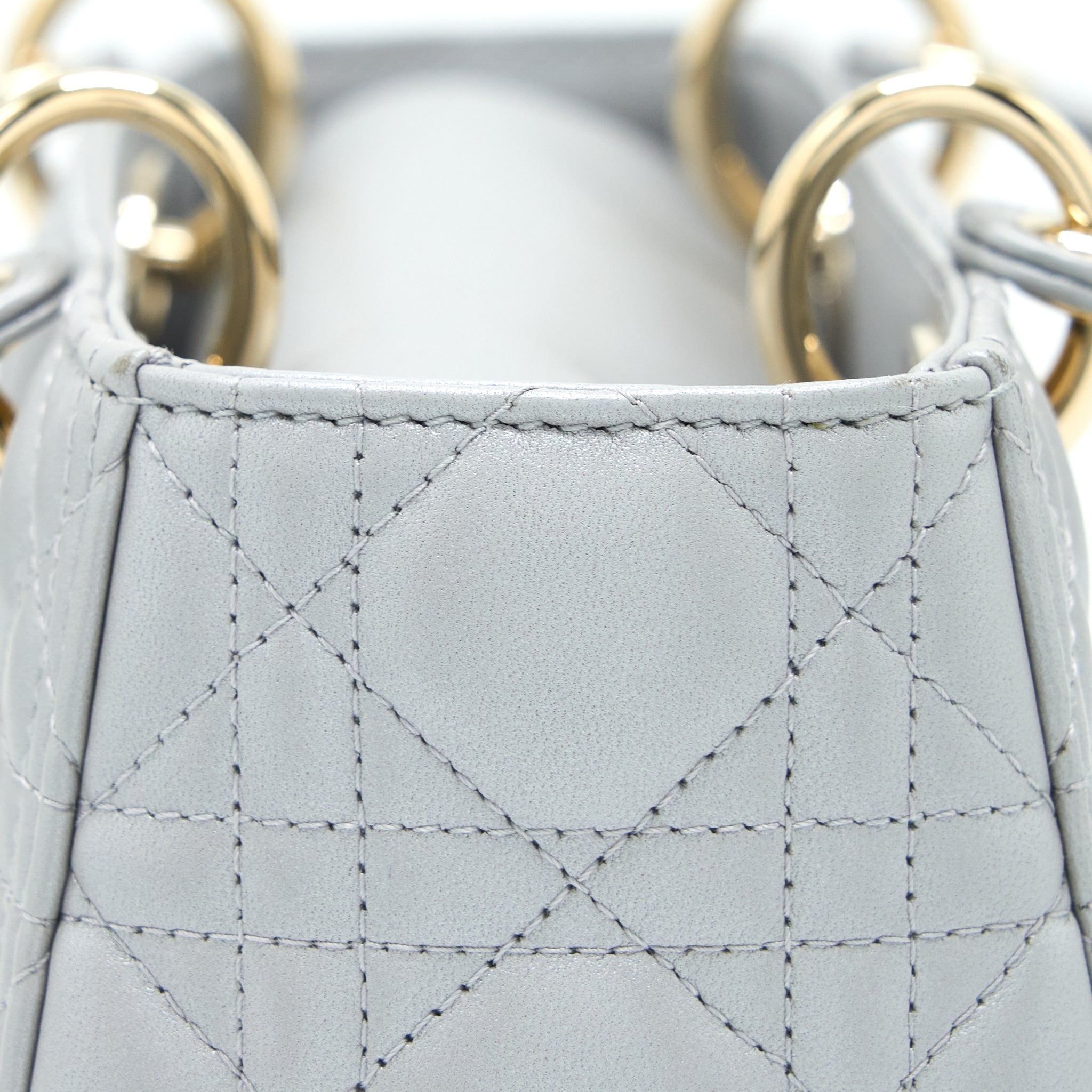 DIOR MEDIUM LADY DIOR LAMBSKIN GREY LGHW