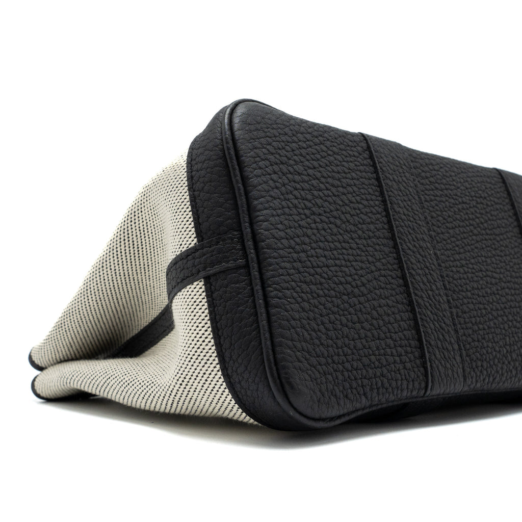 HERMES GARDEN PARTY 30 CANVAS/NEGONDA ECRU/BLACK SHW