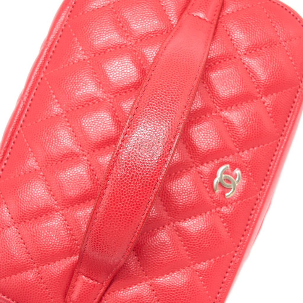 CHANEL TOP HANDLE VANITY CASE CAVIAR RED LGHW