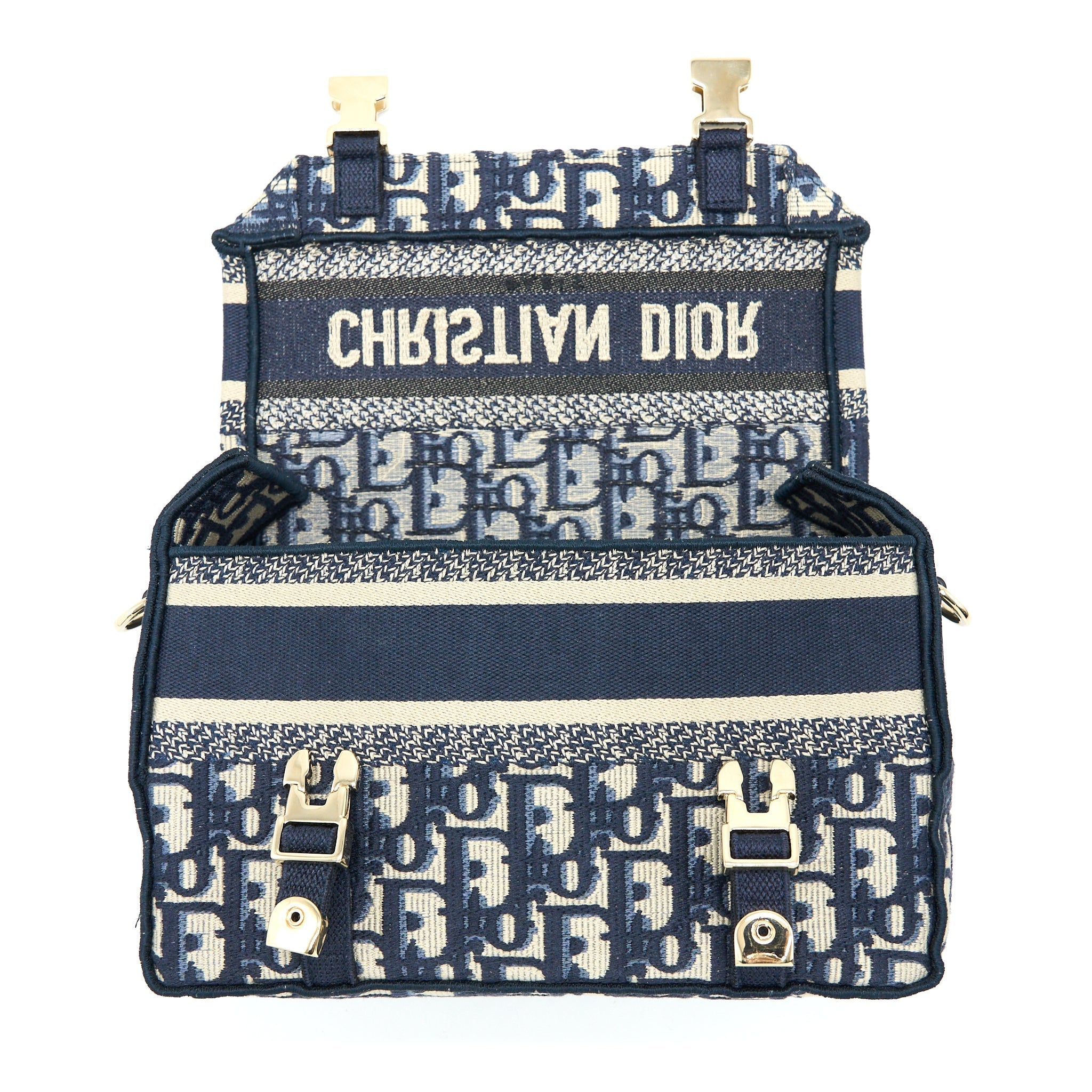 DIOR SMALL DIORCAMP BAG BLUE OBLIQUE EMBROIDERY LGHW