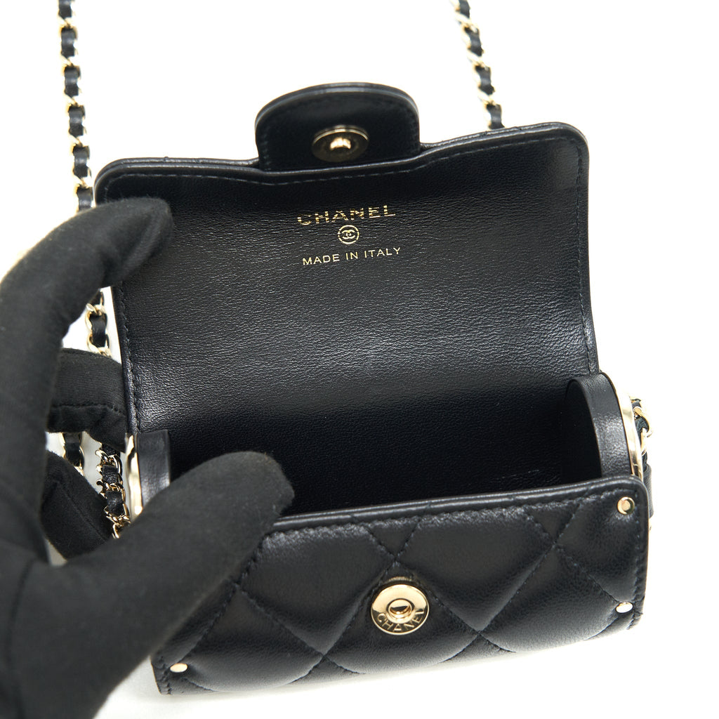 CHANEL 21A LIPSTICK MINI BAG WITH CHAIN BLACK GHW