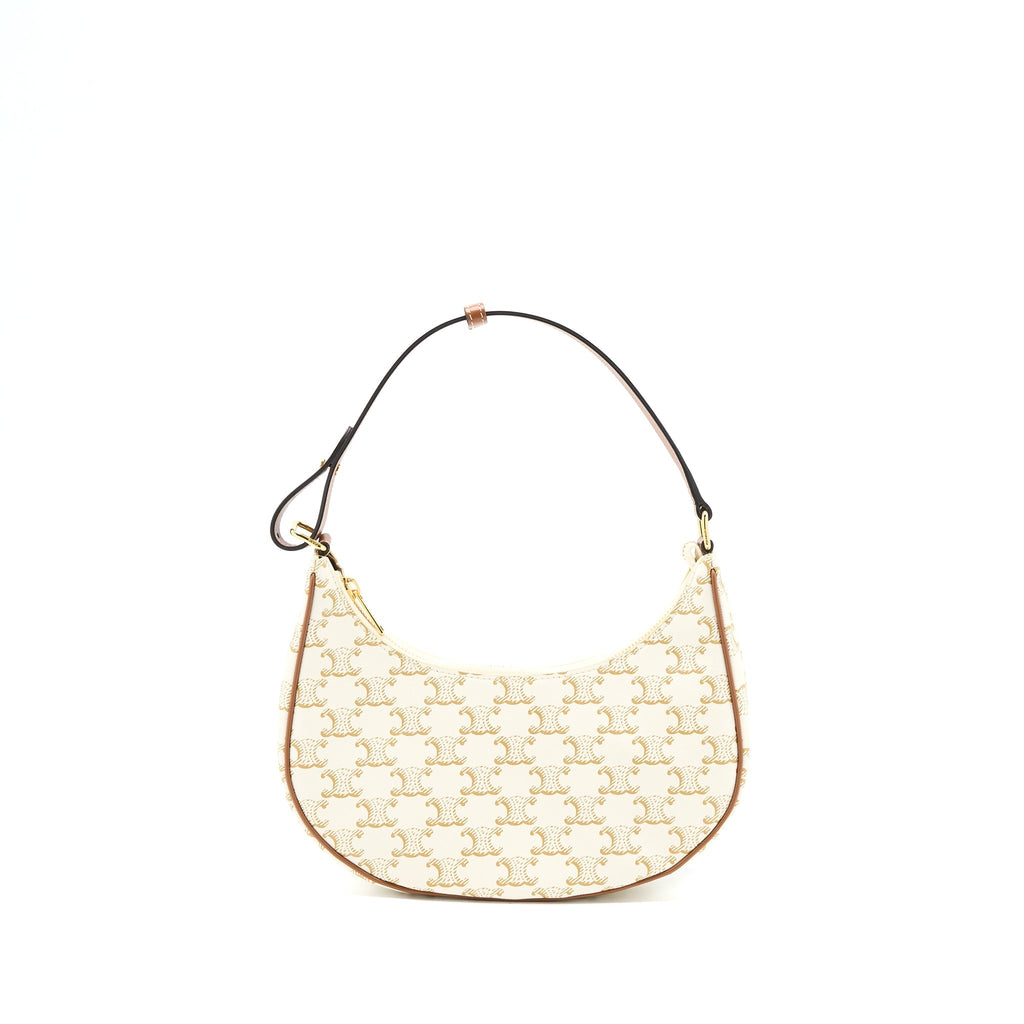 CELINE AVA BAG IN TRIOMPHE CANVAS/CALFSKIN WHITE GHW