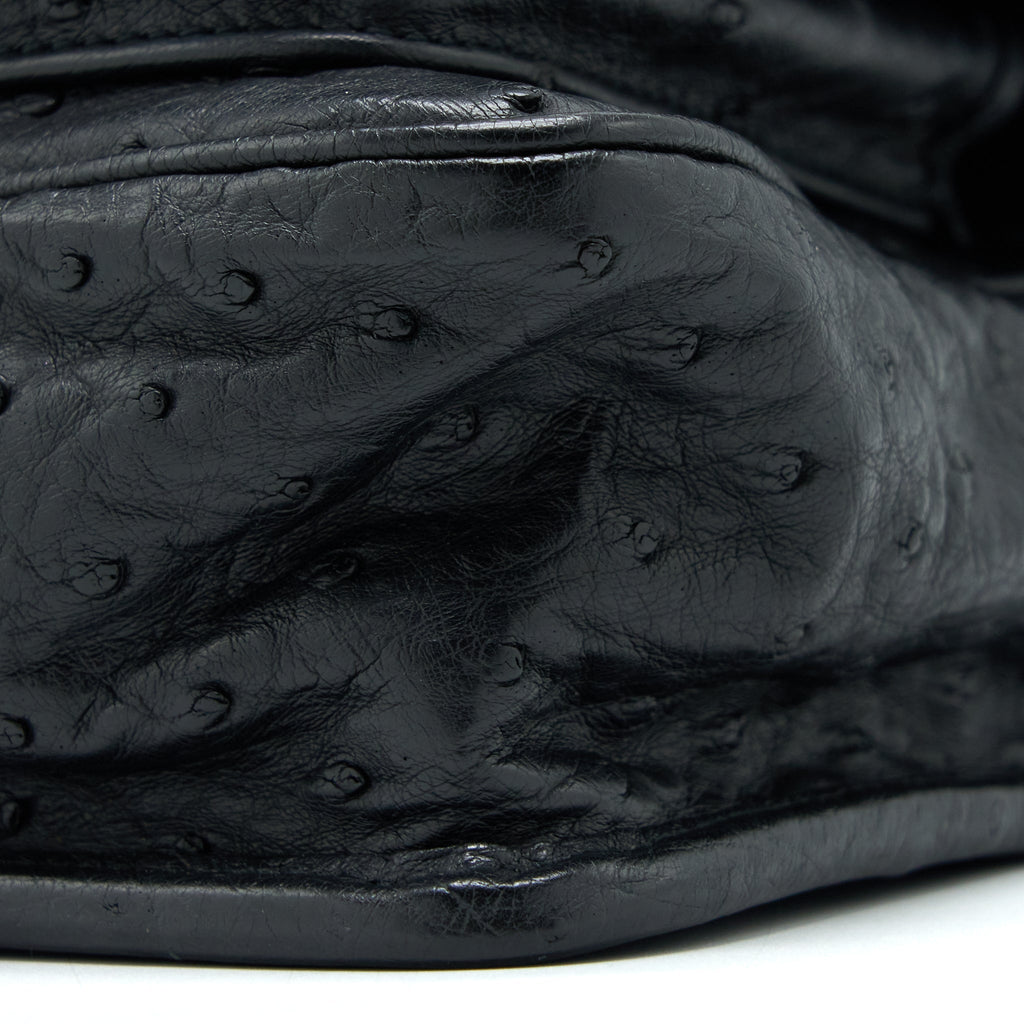SAINT LAURENT NIKI BABY OSTRICH BLACK GHW