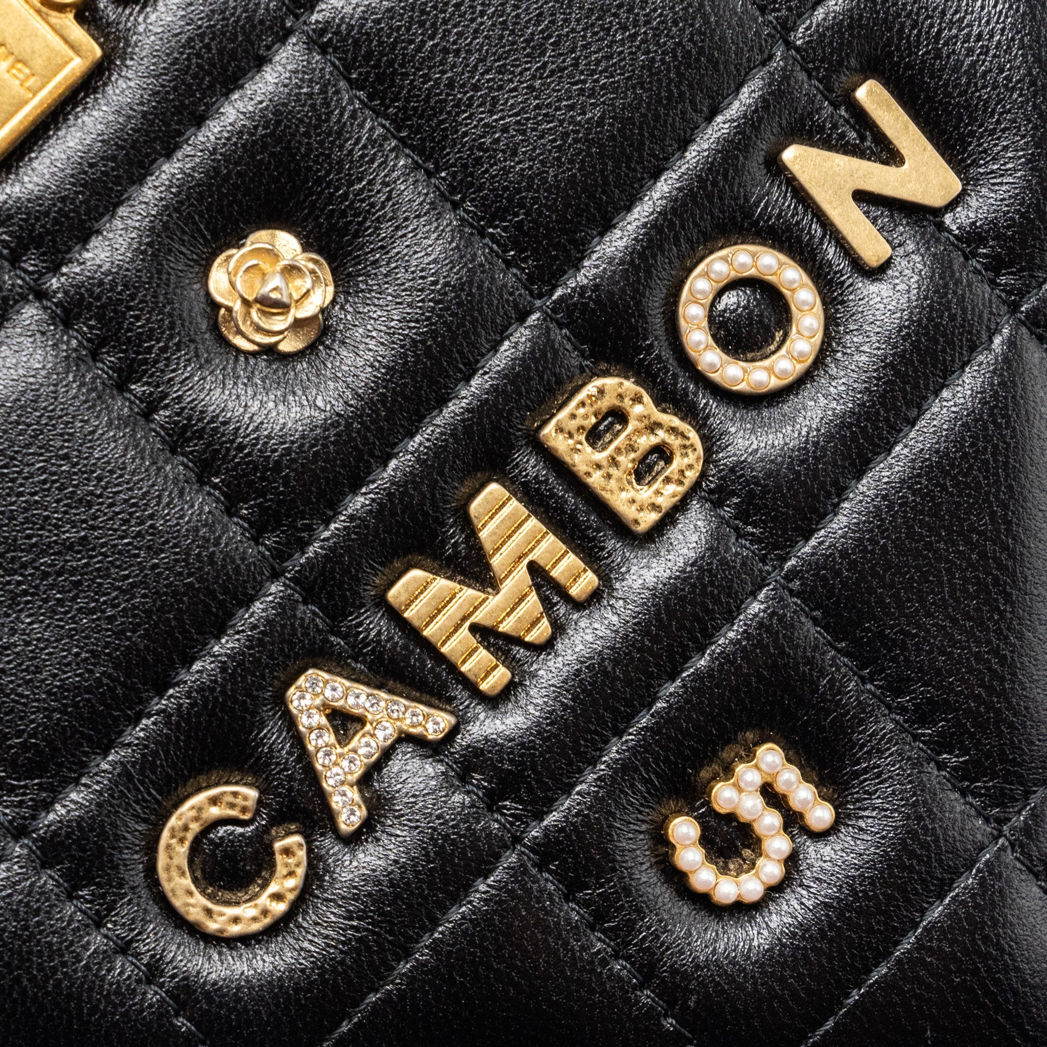 CHANEL CLASSIC WALLET ON CHAIN WITH CHARMS LAMBSKIN BLACK GHW