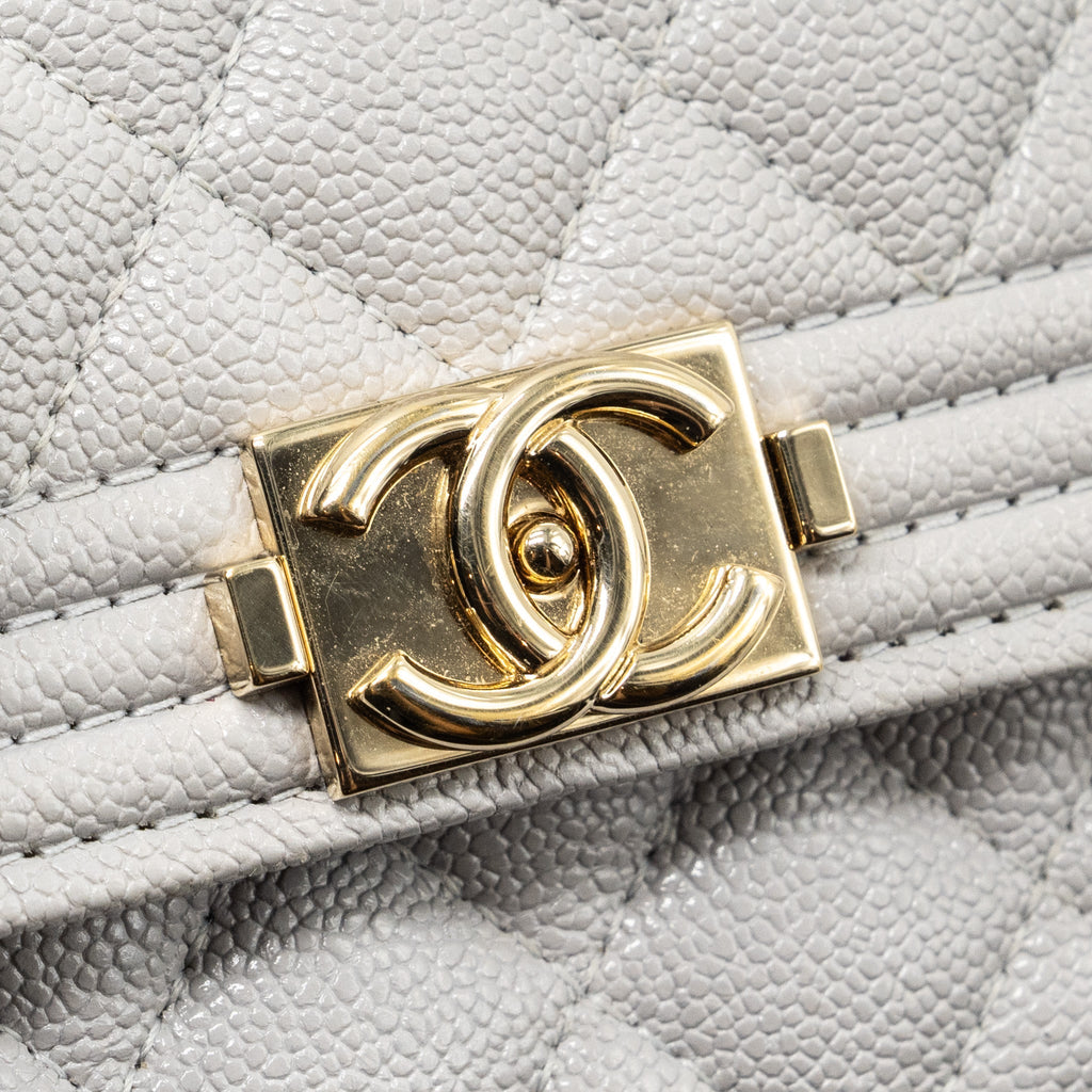 CHANEL COMPACT WALLET CAVIAR LIGHT GREY LGHW