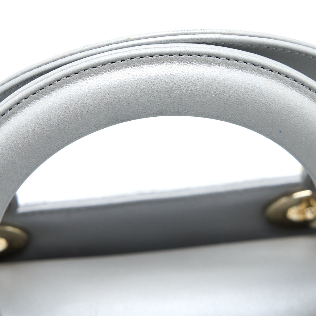 DIOR MEDIUM LADY DIOR LAMBSKIN GREY LGHW