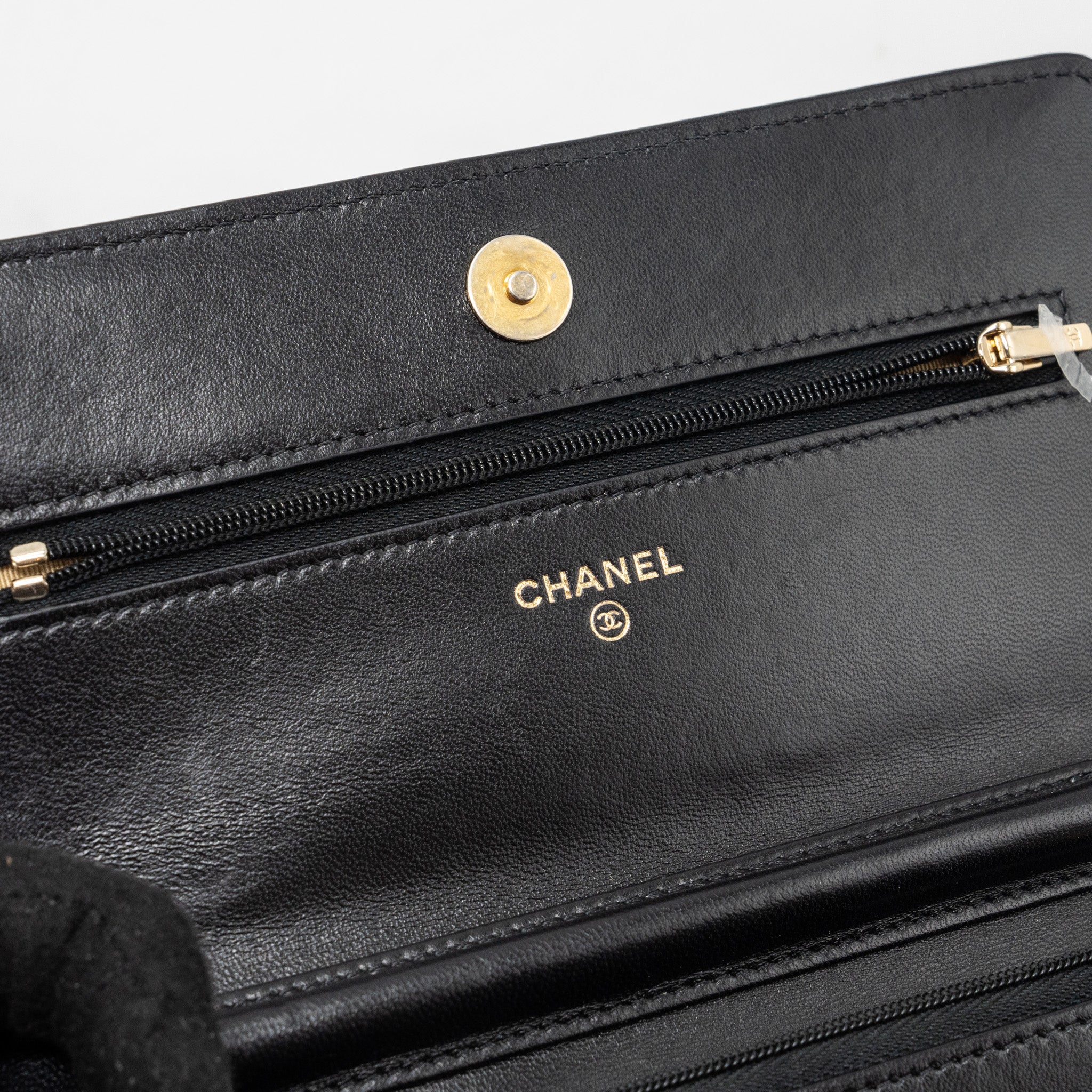 CHANEL CLASSIC WALLET ON CHAIN WITH CHARMS LAMBSKIN BLACK GHW