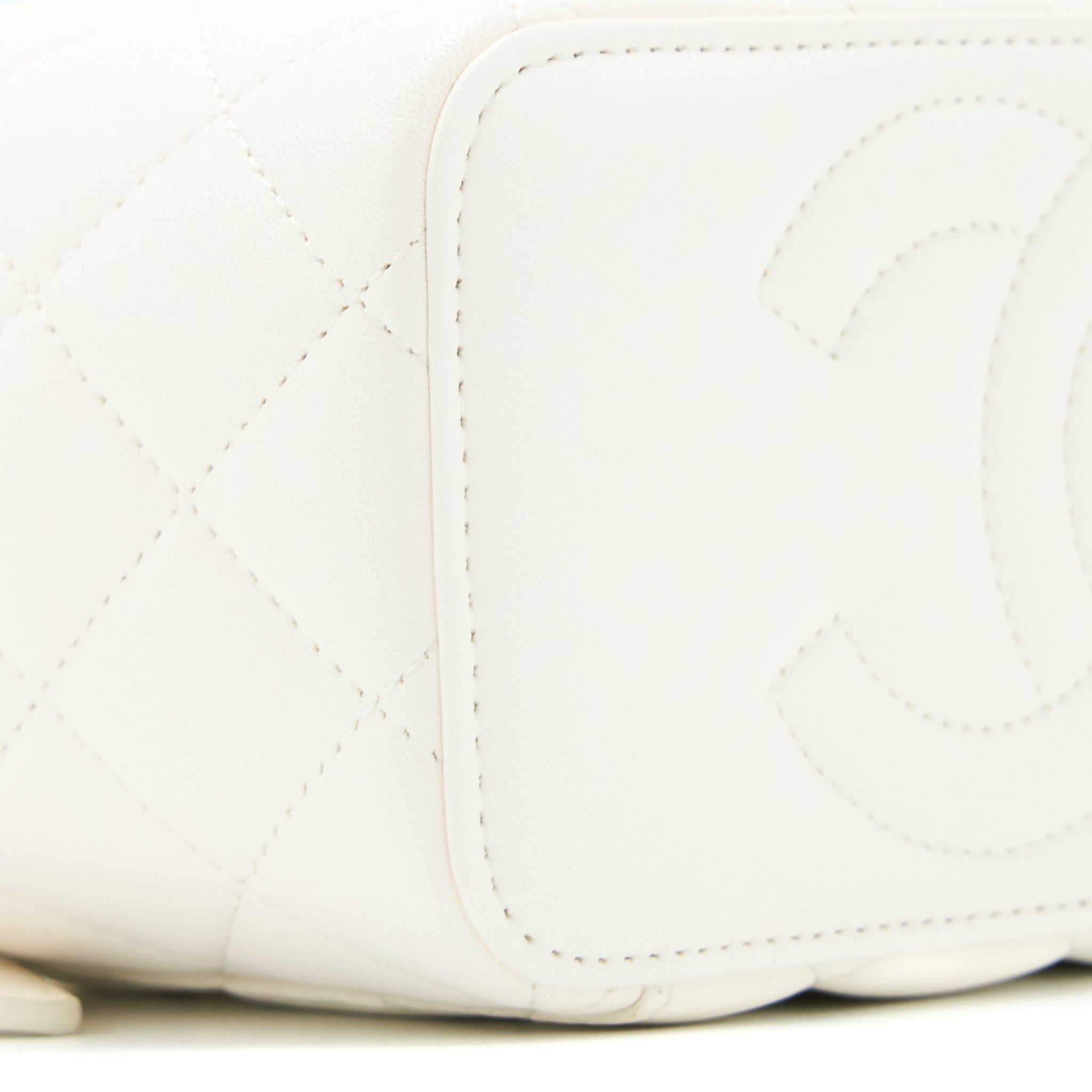 CHANEL LONG VANITY WITH COCO LETTER CHAIN LAMBSKIN WHITE GHW