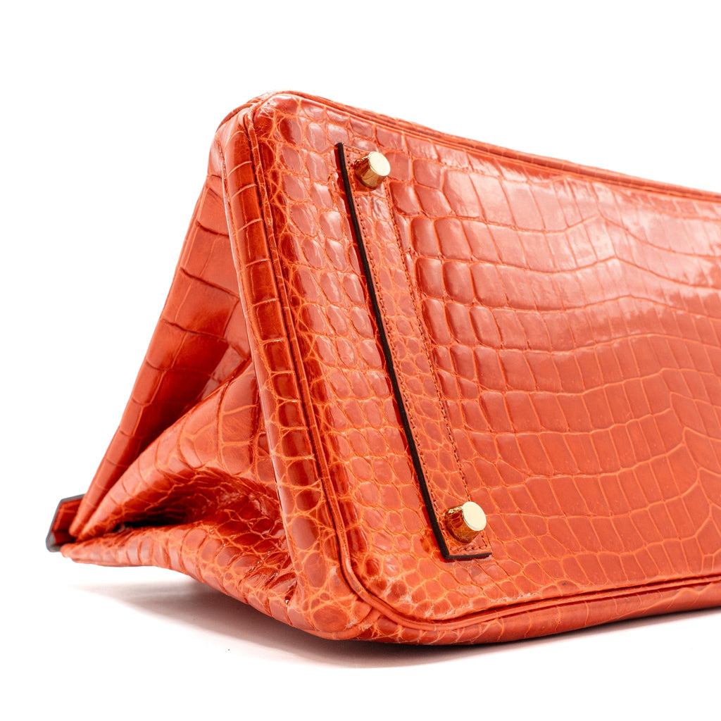 HERMES BIRKIN 35 SHINY CROCODILE POROSUS FEU GHW