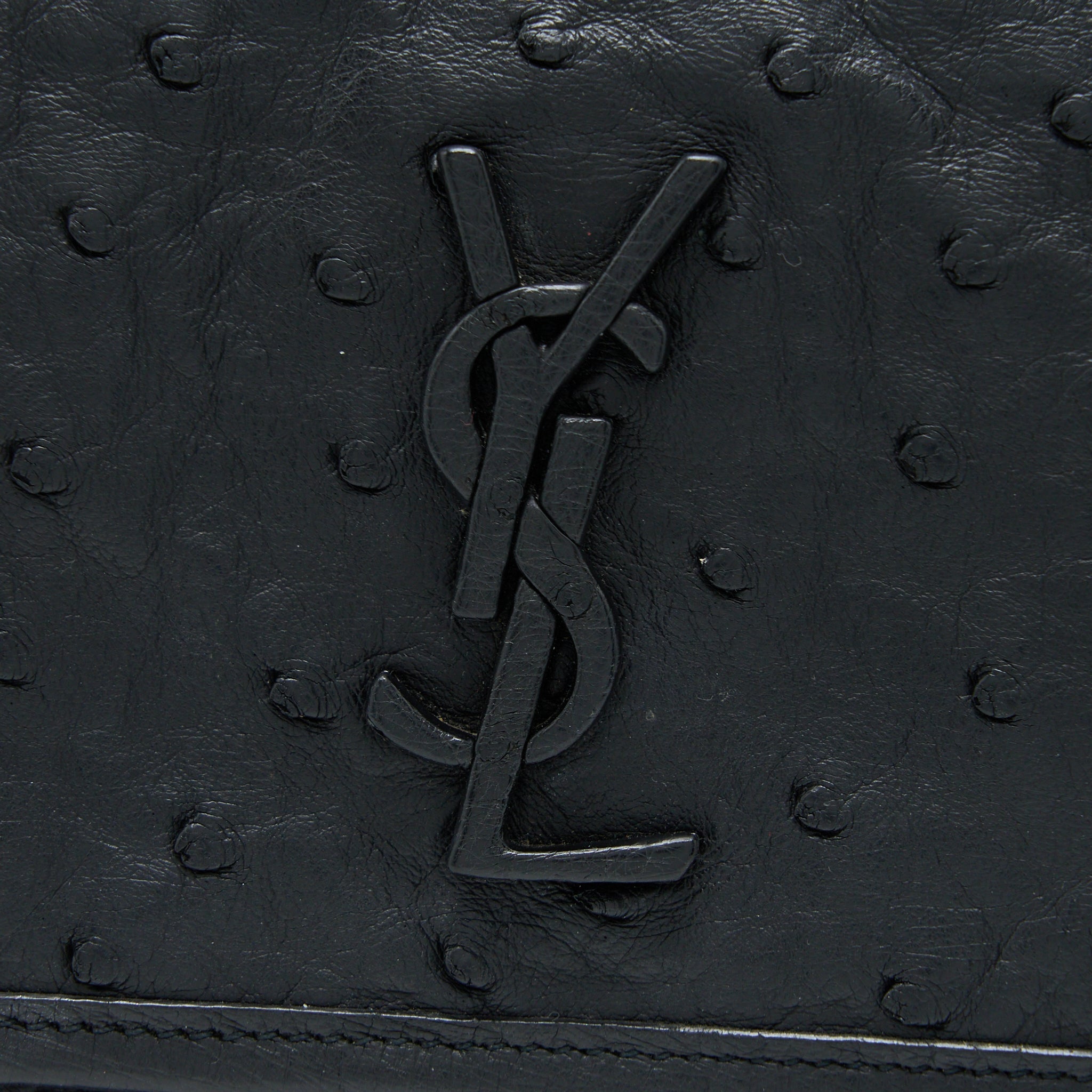 SAINT LAURENT NIKI BABY OSTRICH BLACK GHW