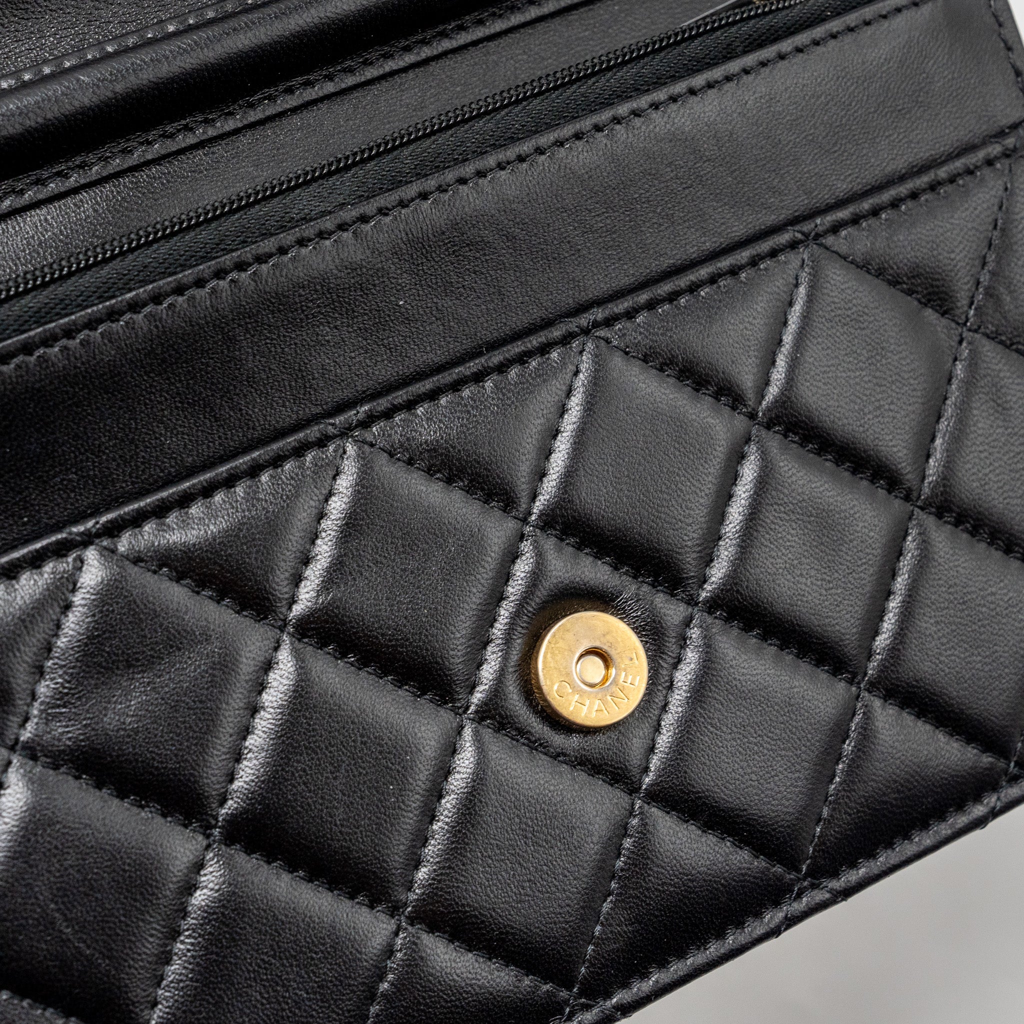 CHANEL CLASSIC WALLET ON CHAIN WITH CHARMS LAMBSKIN BLACK GHW