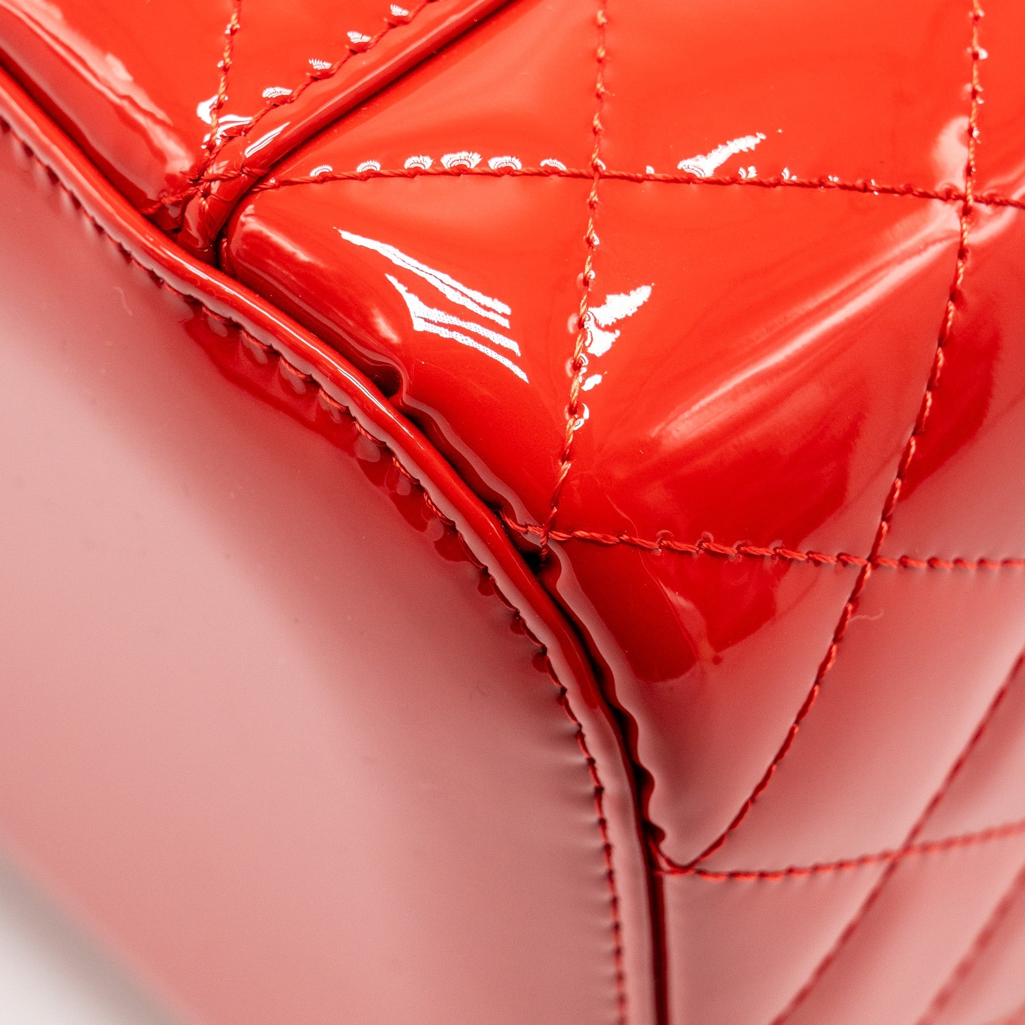 CHANEL LARGE VANITY POUCH PATENT RED GHW