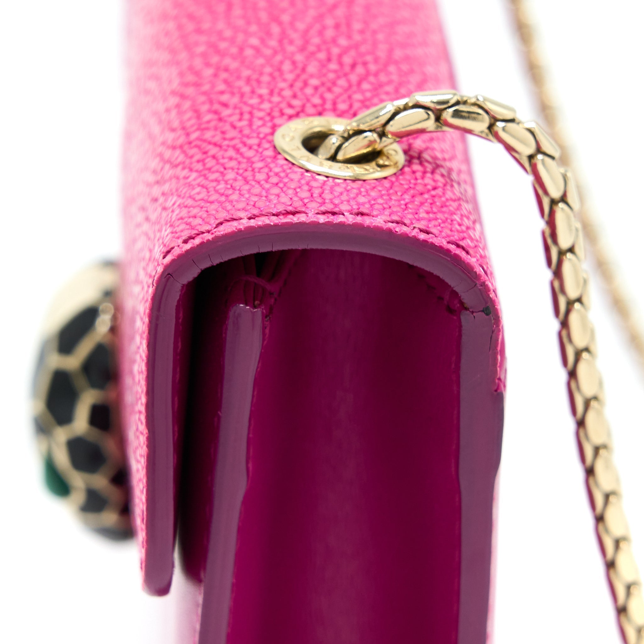 BVLGARI SERPENTI FOREVER BAG CRYSTAL GALUCHAT PINK LGHW