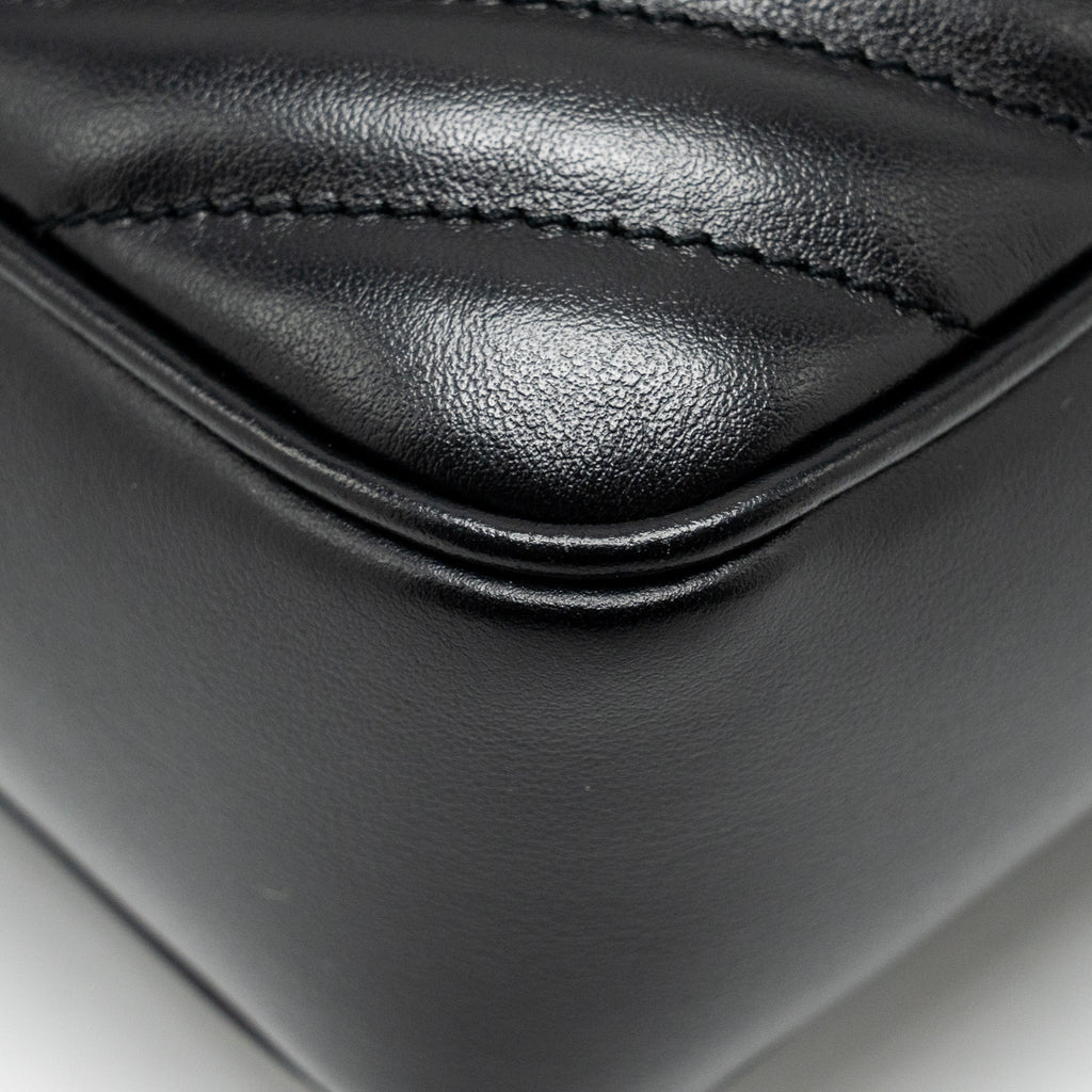 SAINT LAURENT LOU CAMERA BAG CALFSKIN BLACK RUTHENIUM SHW