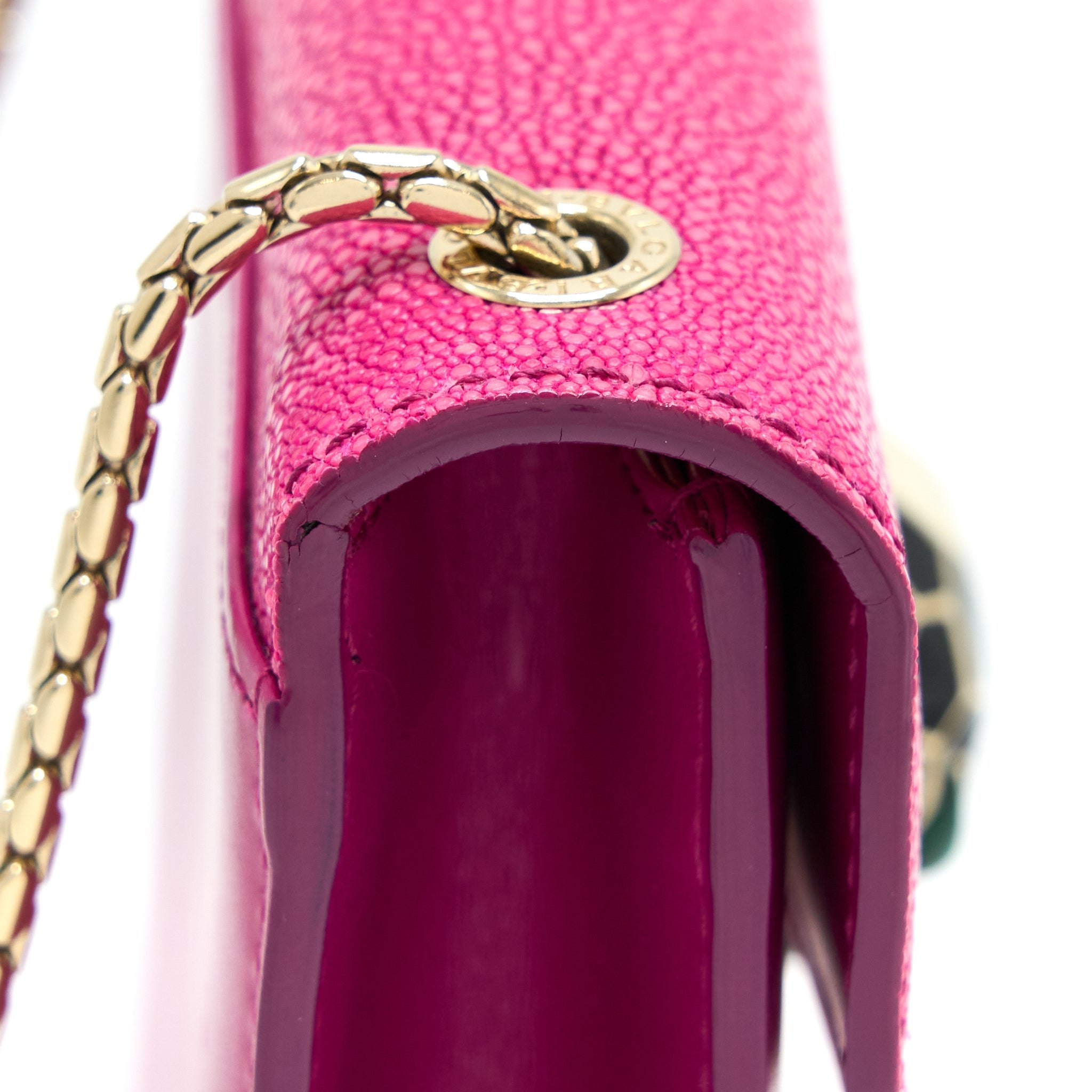 BVLGARI SERPENTI FOREVER BAG CRYSTAL GALUCHAT PINK LGHW