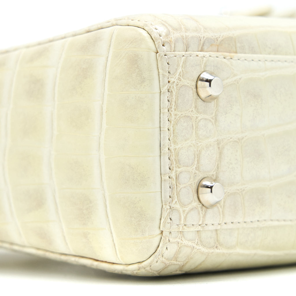 DIOR MINI LADY DIOR HIMALAYAN CROCODILE WHITE SHW