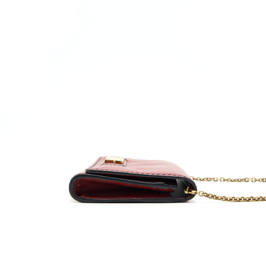 DIOR J'ADIOR SMALL LONG WALLET ON CHAIN RED WITH GHW