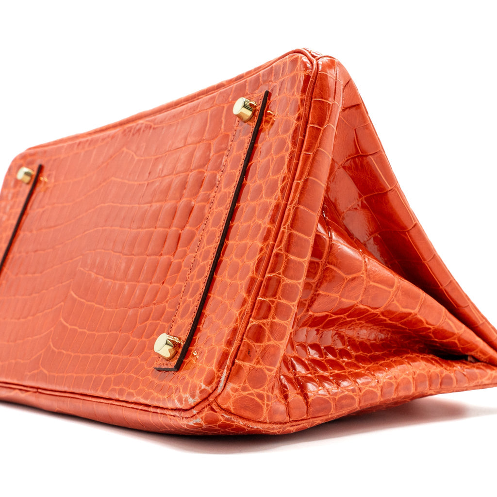 HERMES BIRKIN 35 SHINY CROCODILE POROSUS FEU GHW