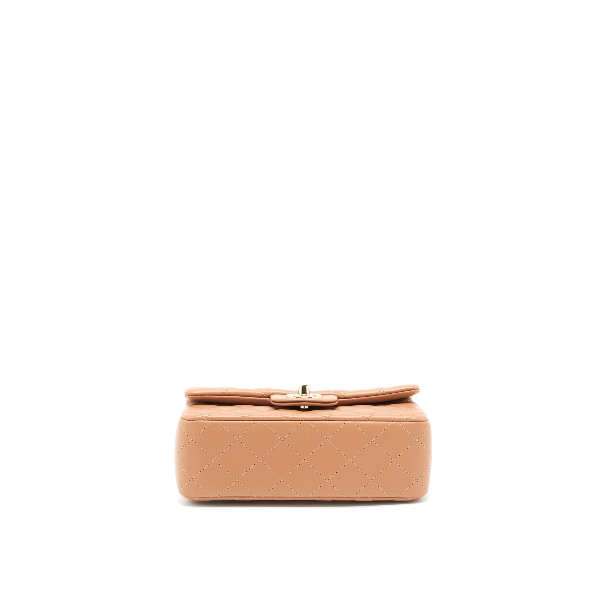 CHANEL MINI RECTANGULAR FLAP BAG LAMBSKIN CARAMEL LGHW