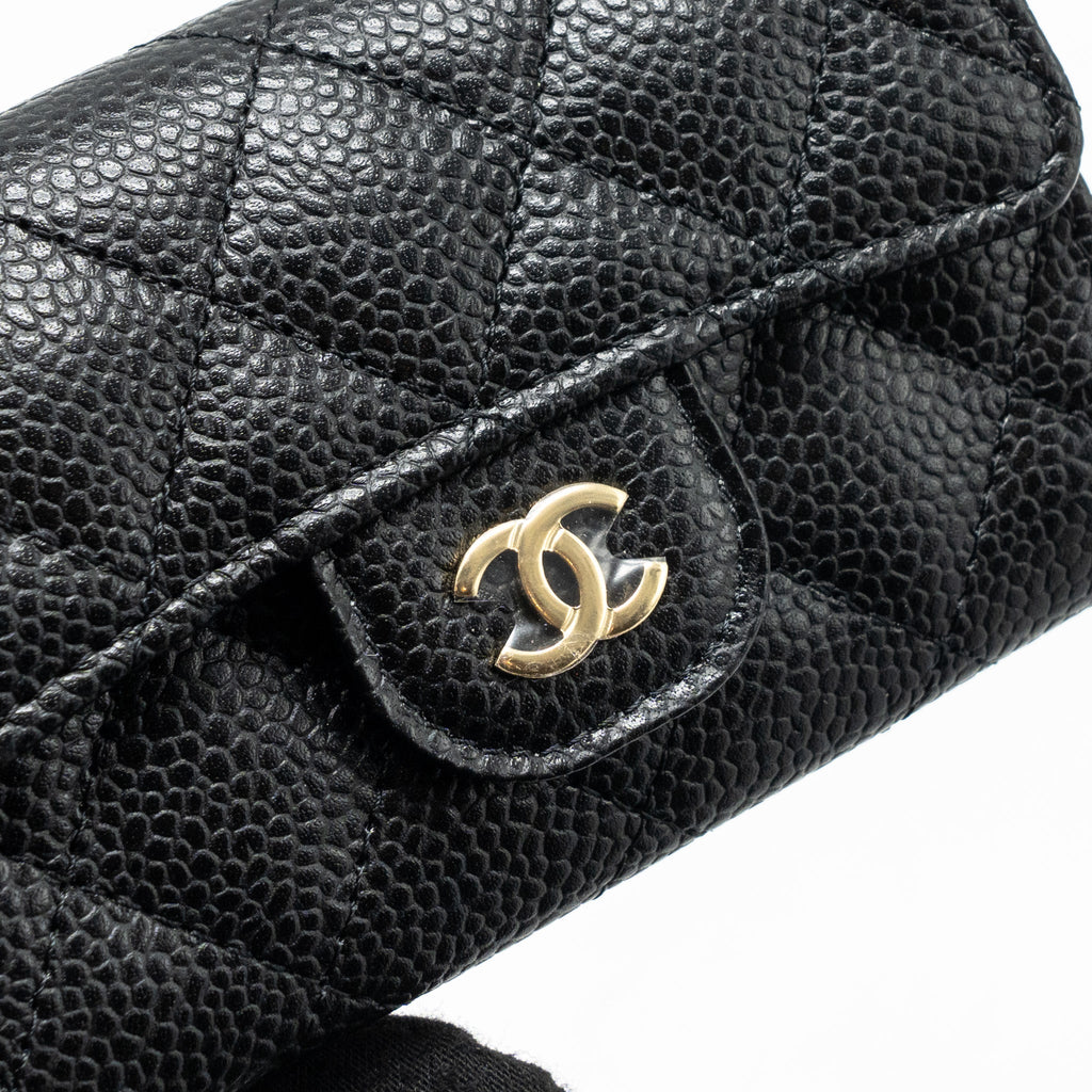 CHANEL CLASSIC FLAP CARD HOLDER CAVIAR BLACK GHW (MICROCHIP)