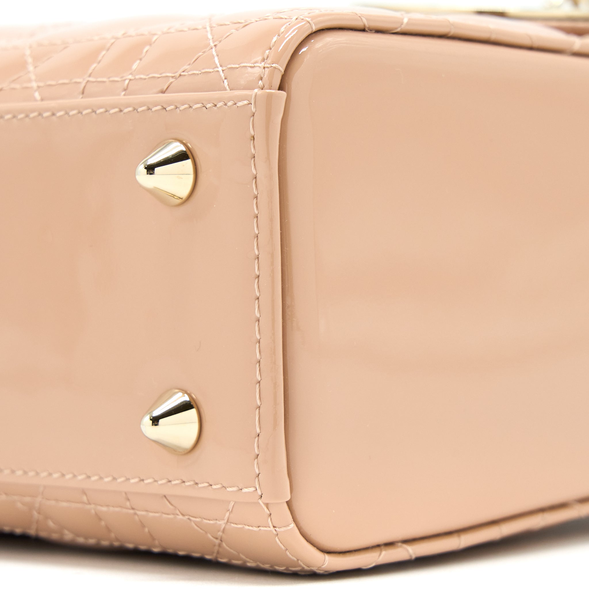 DIOR SMALL LADY DIOR PATENT LEATHER BEIGE LGHW