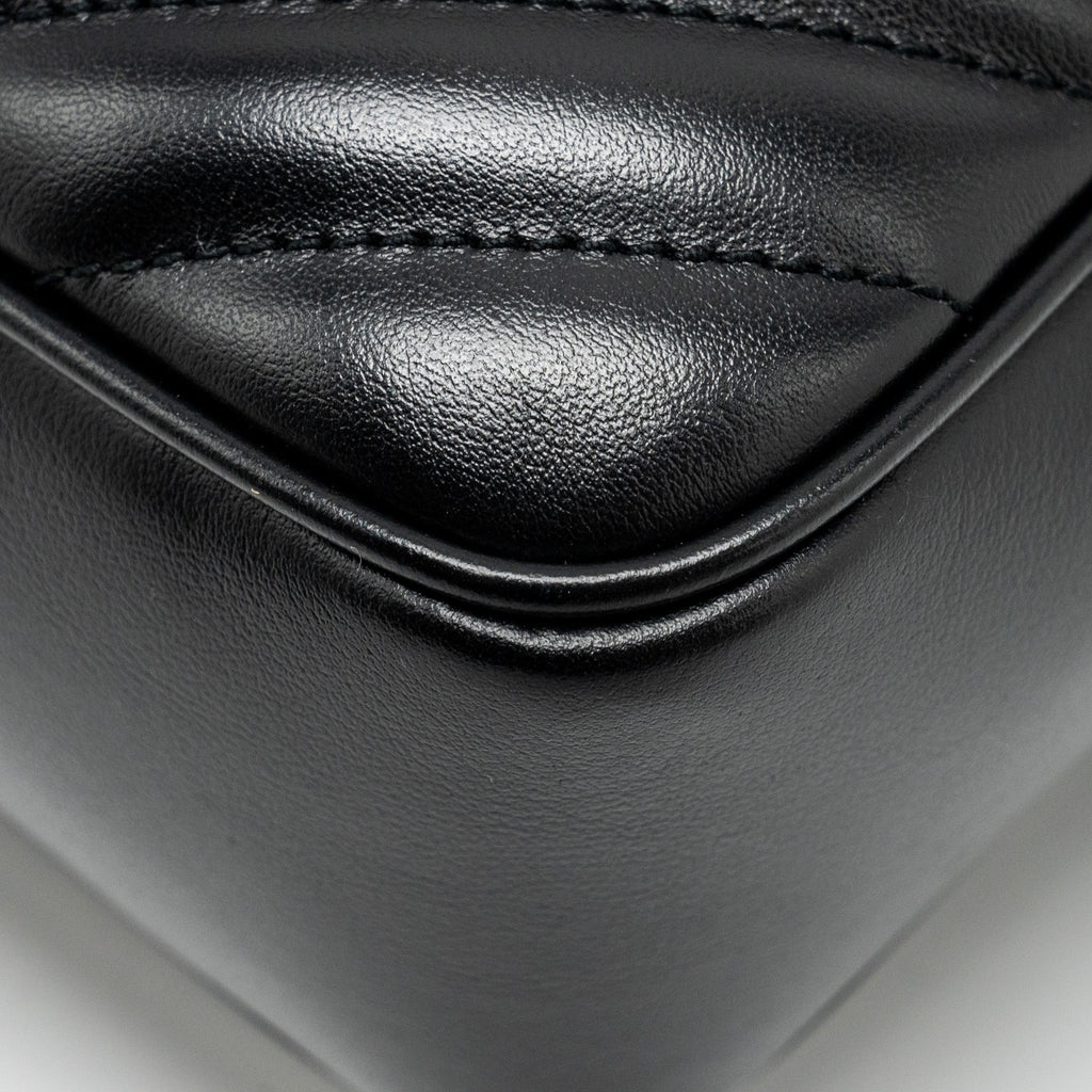 SAINT LAURENT LOU CAMERA BAG CALFSKIN BLACK RUTHENIUM SHW