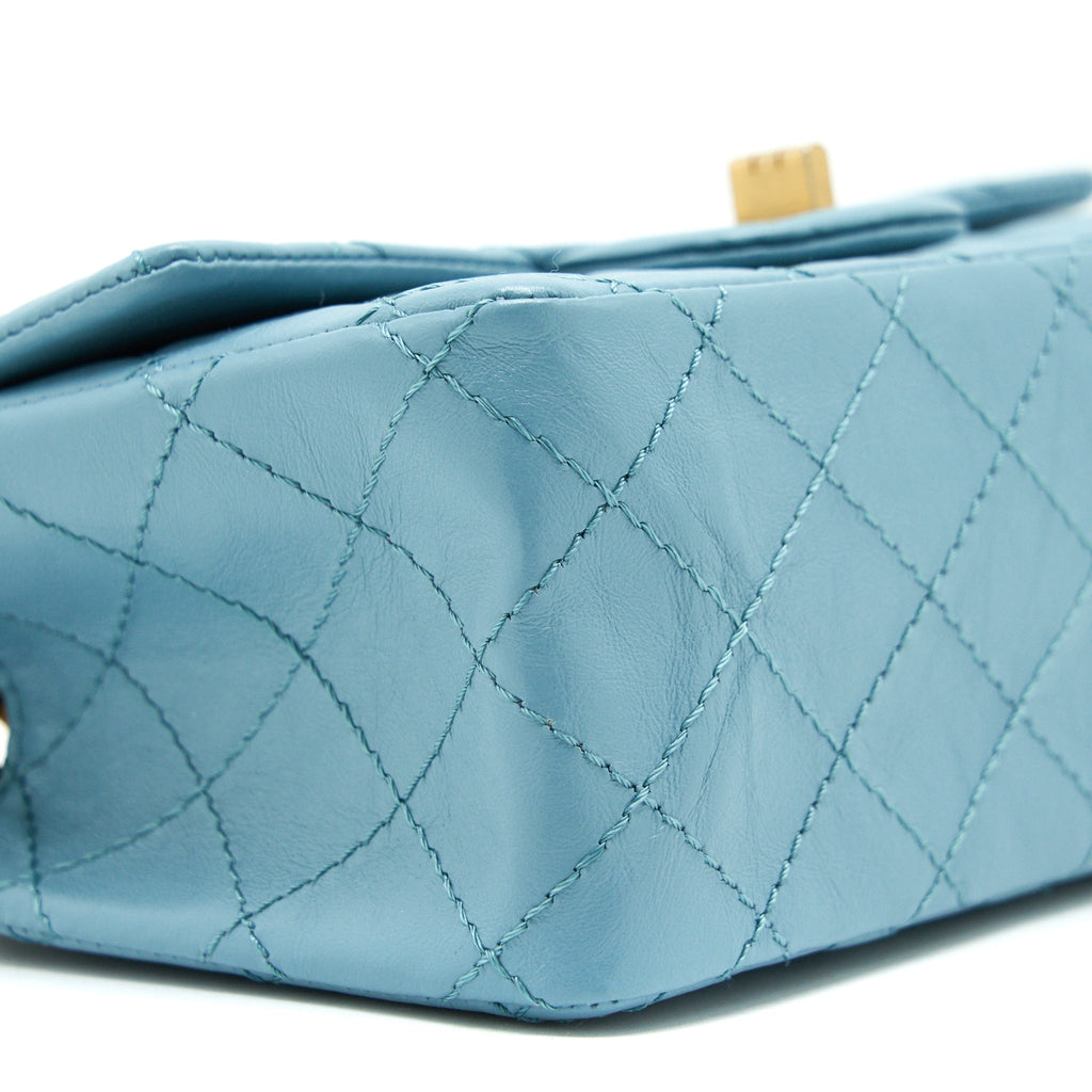 CHANEL MINI 2.55 REISSUE FLAP BAG LIGHT BLUE CALFSKIN GHW