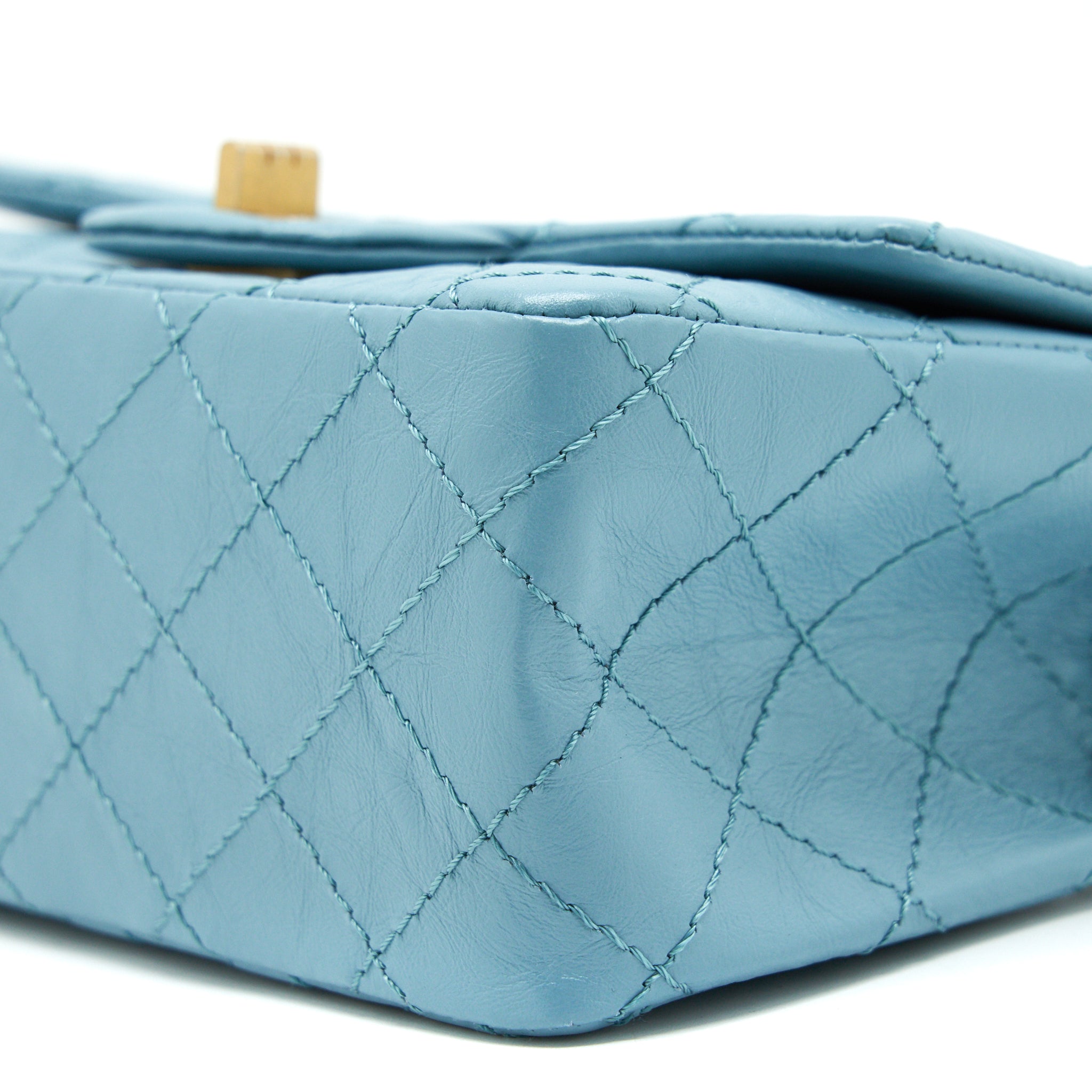 CHANEL MINI 2.55 REISSUE FLAP BAG LIGHT BLUE CALFSKIN GHW