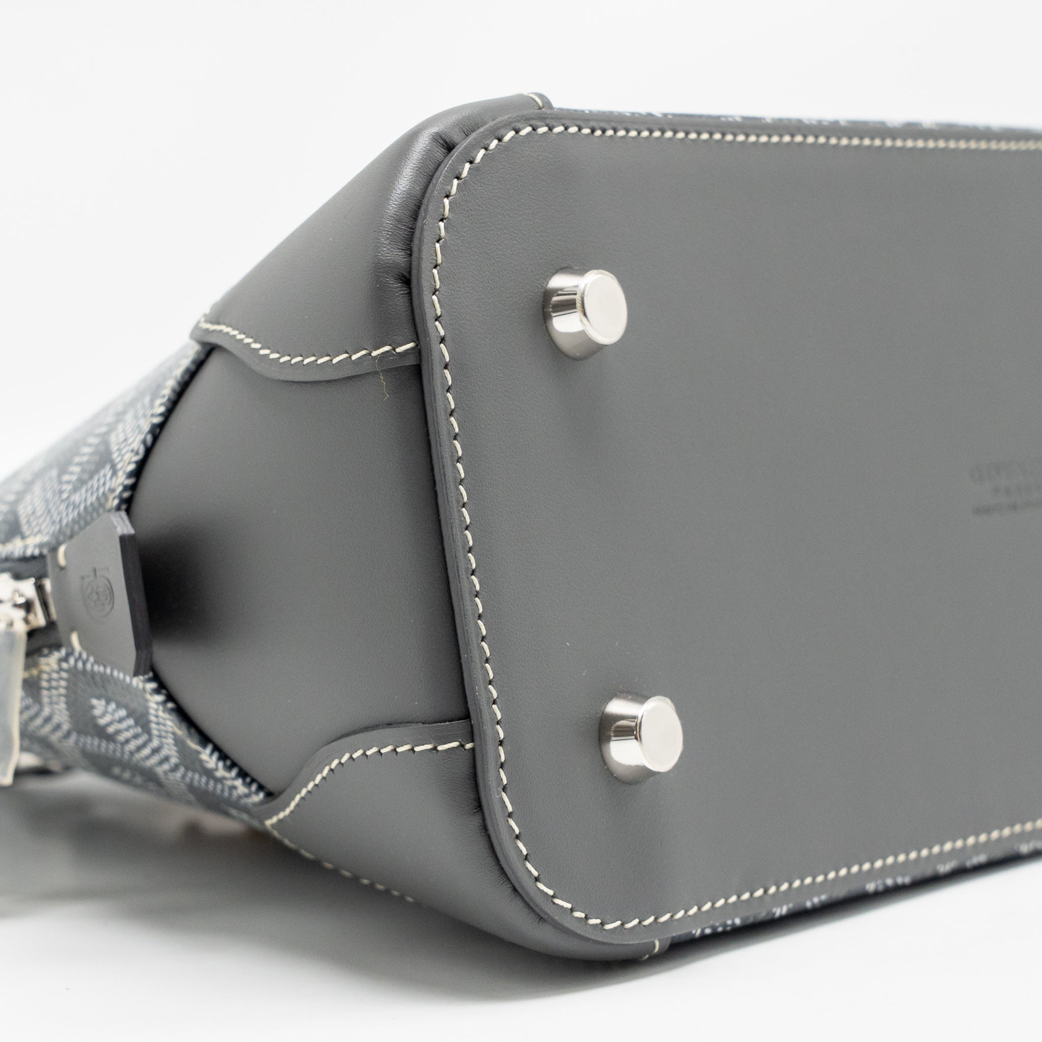 GOYARD VENDOME MINI BAG GOYARDINE CANVAS/CHEVROCHES CALFSKIN GREY SHW