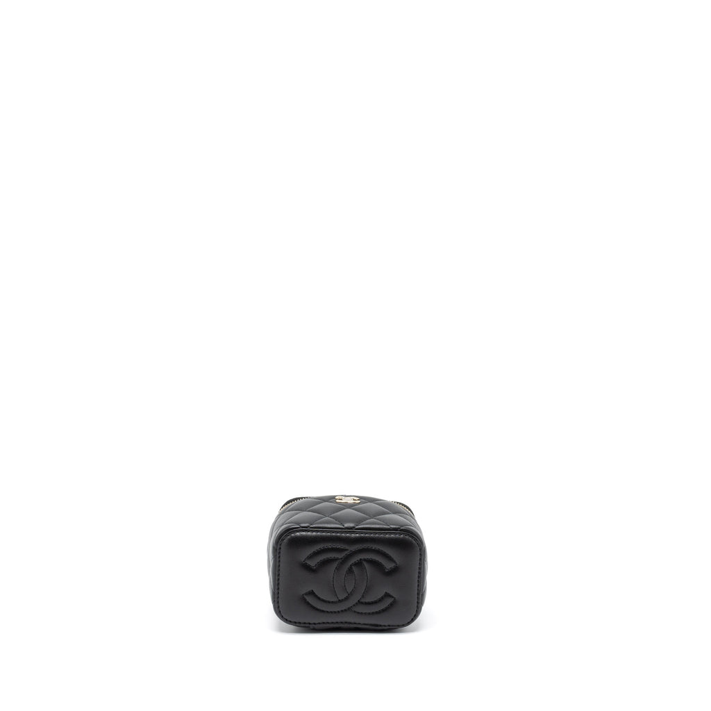 CHANEL 23C PEARL CRUSH MINI VANITY WITH CHAIN LAMBSKIN BLACK LGHW (MICROCHIP)