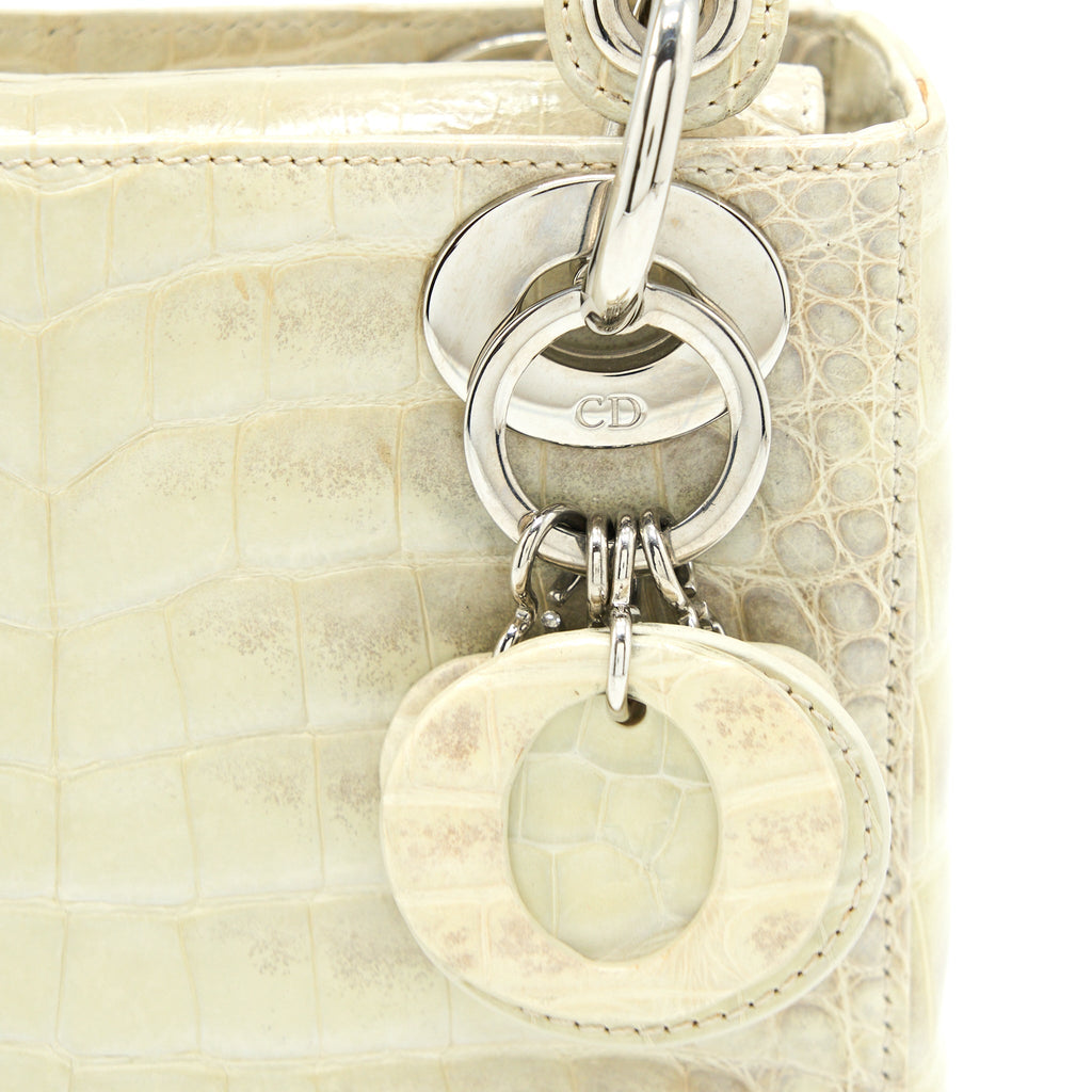 DIOR MINI LADY DIOR HIMALAYAN CROCODILE WHITE SHW