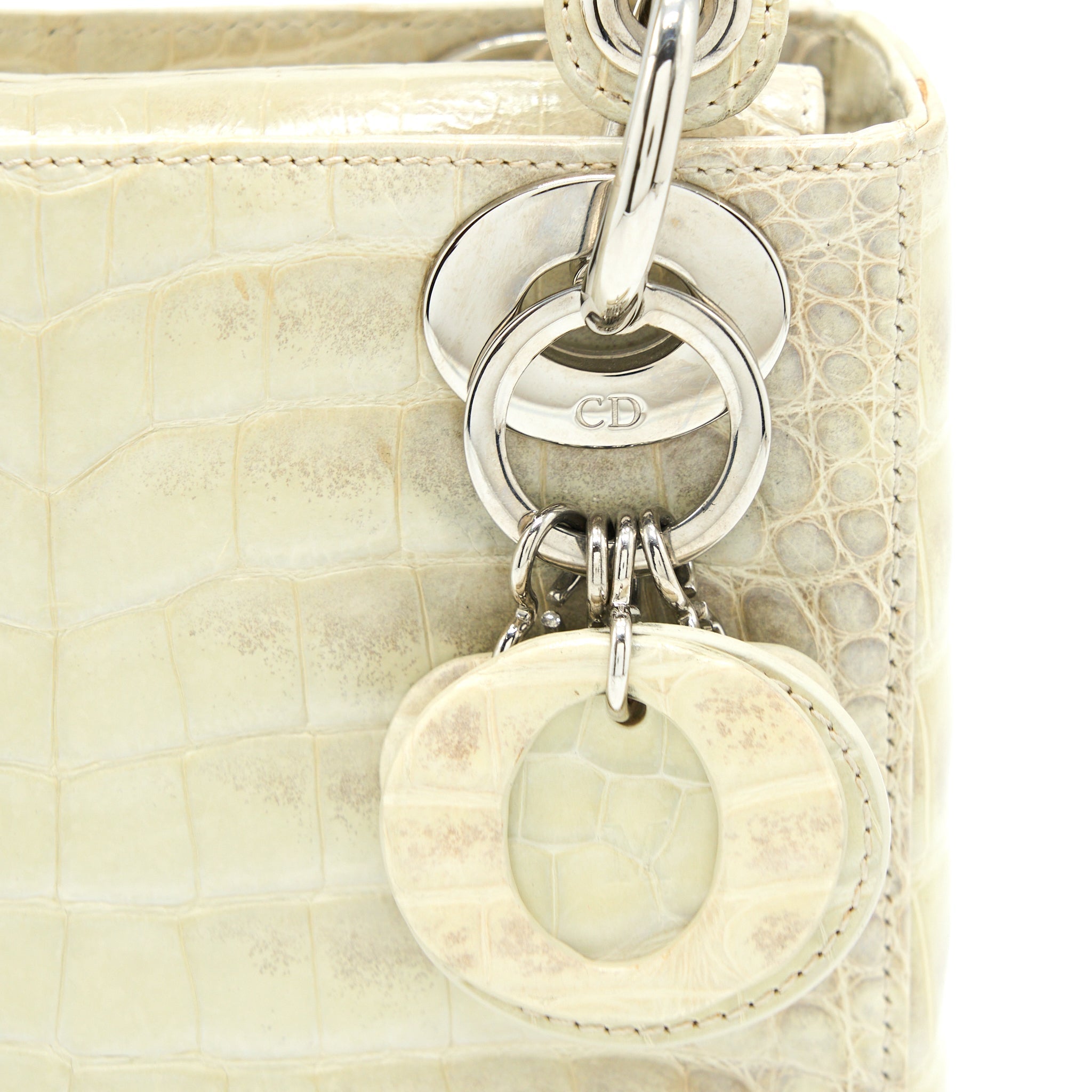 DIOR MINI LADY DIOR HIMALAYAN CROCODILE WHITE SHW