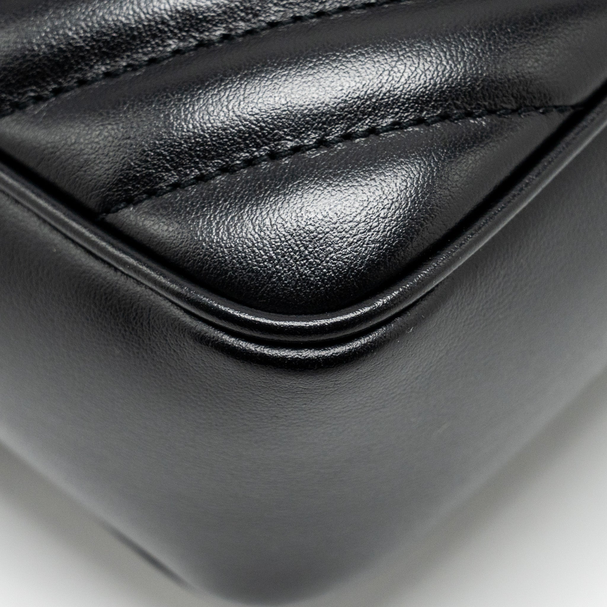 SAINT LAURENT LOU CAMERA BAG CALFSKIN BLACK RUTHENIUM SHW