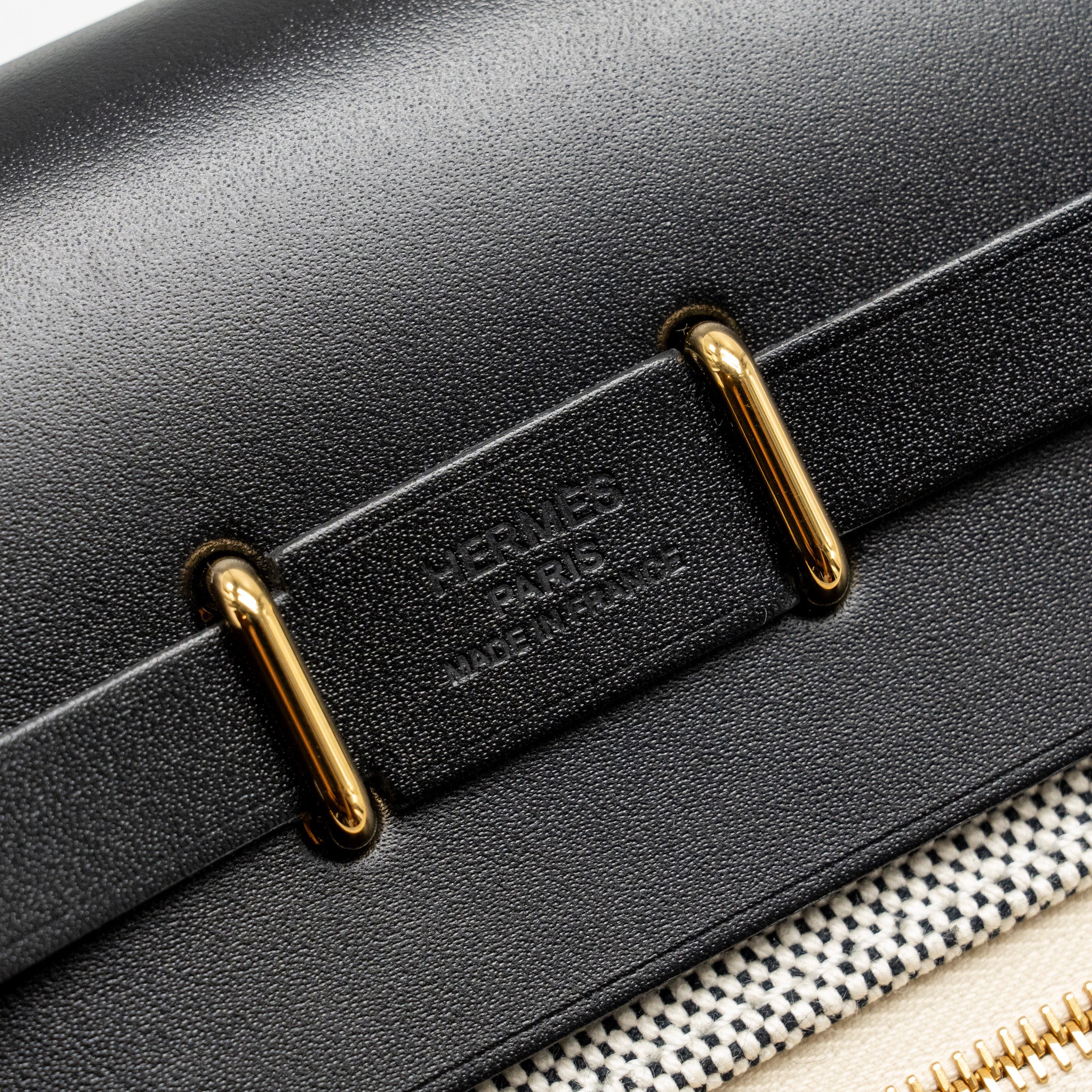 HERMES HERBAG MINI CANVAS/COWHIDE BLACK/ ECRU GHW