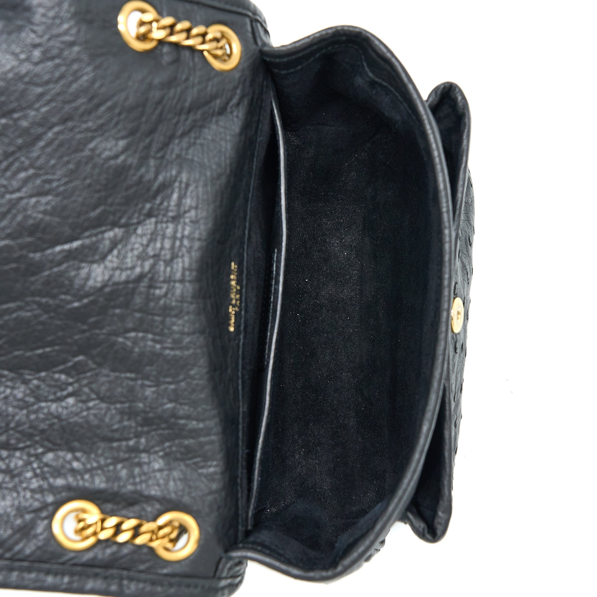 SAINT LAURENT NIKI BABY OSTRICH BLACK GHW