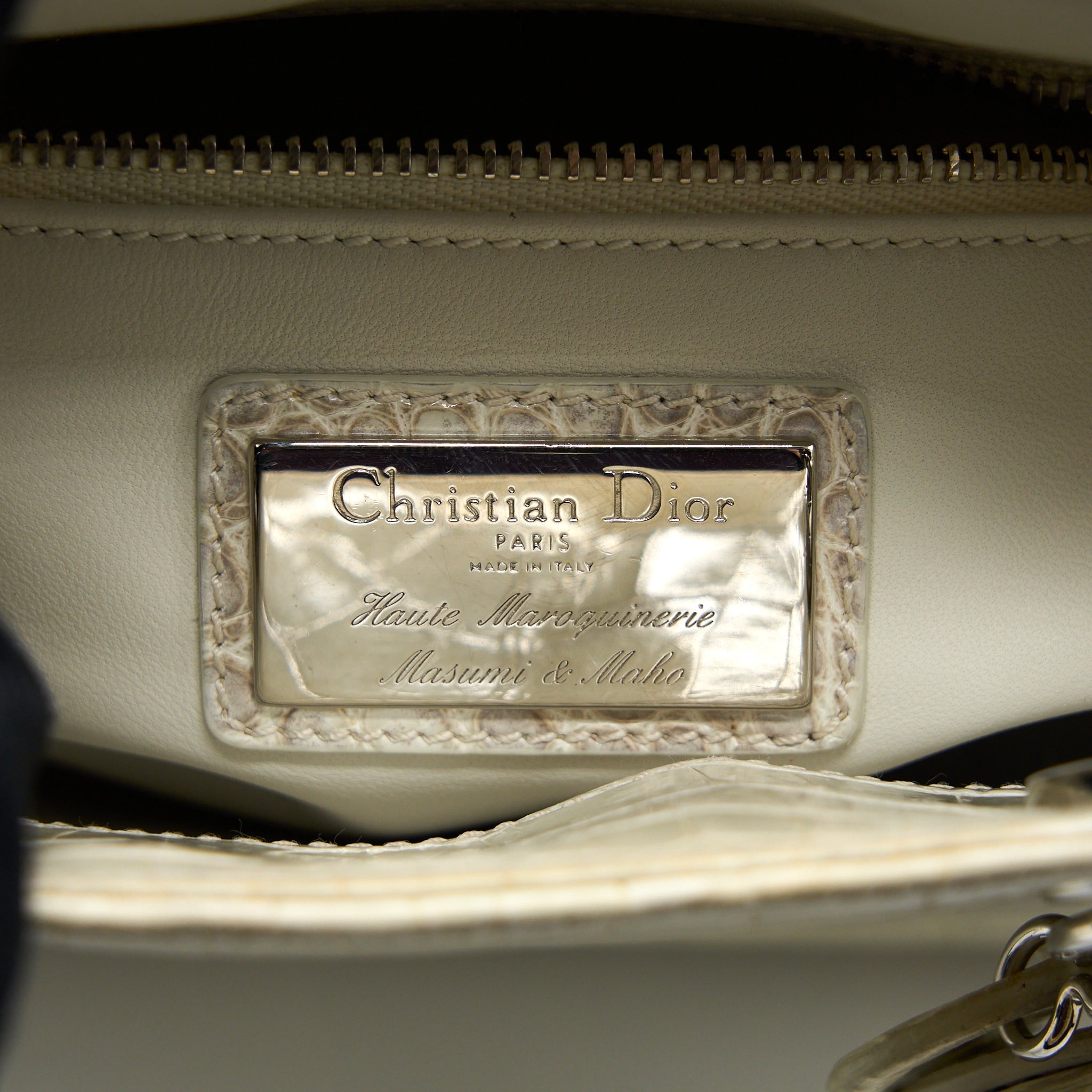DIOR MINI LADY DIOR HIMALAYAN CROCODILE WHITE SHW