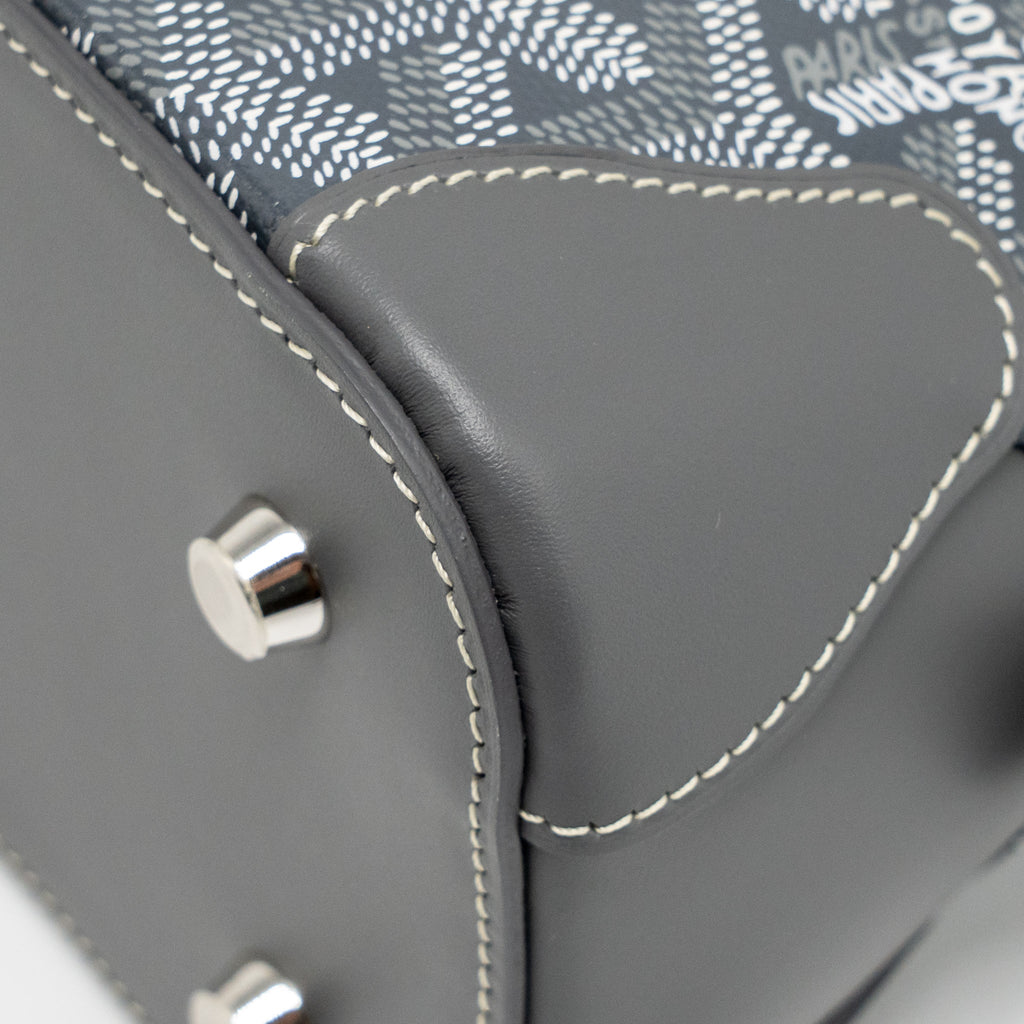 GOYARD VENDOME MINI BAG GOYARDINE CANVAS/CHEVROCHES CALFSKIN GREY SHW
