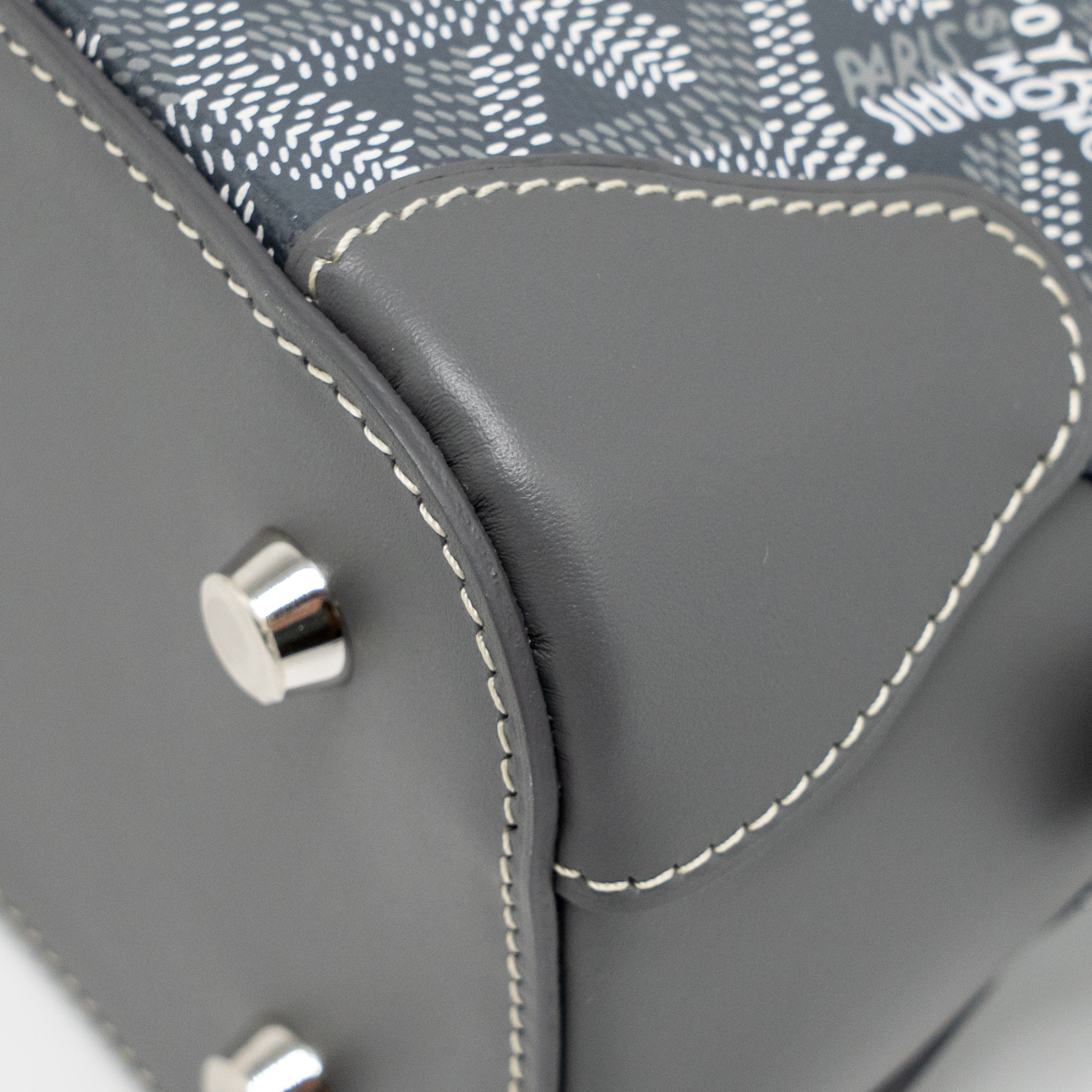 GOYARD VENDOME MINI BAG GOYARDINE CANVAS/CHEVROCHES CALFSKIN GREY SHW