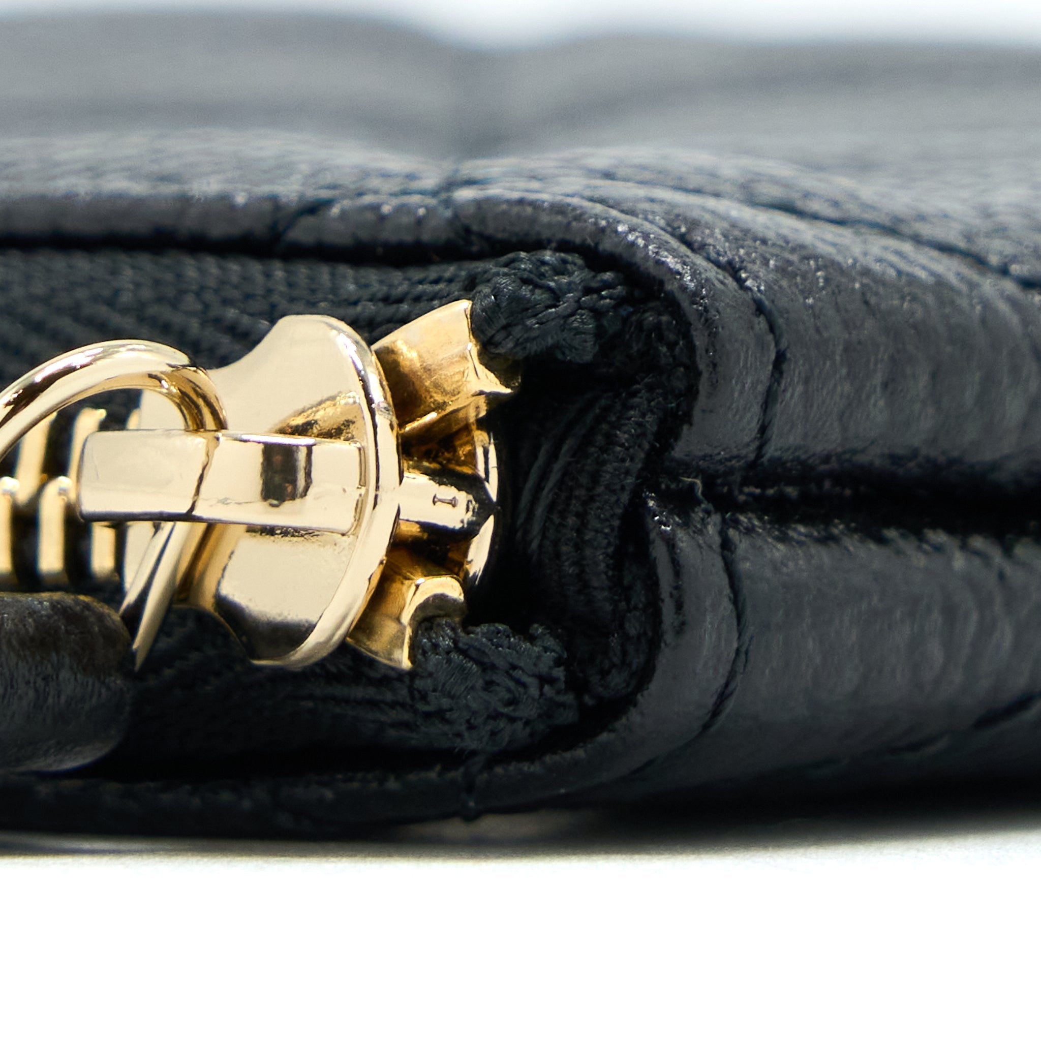 CHANEL ZIPPY SMALL POUCH DETAILED LOGO CAVIAR BLACK LGHW