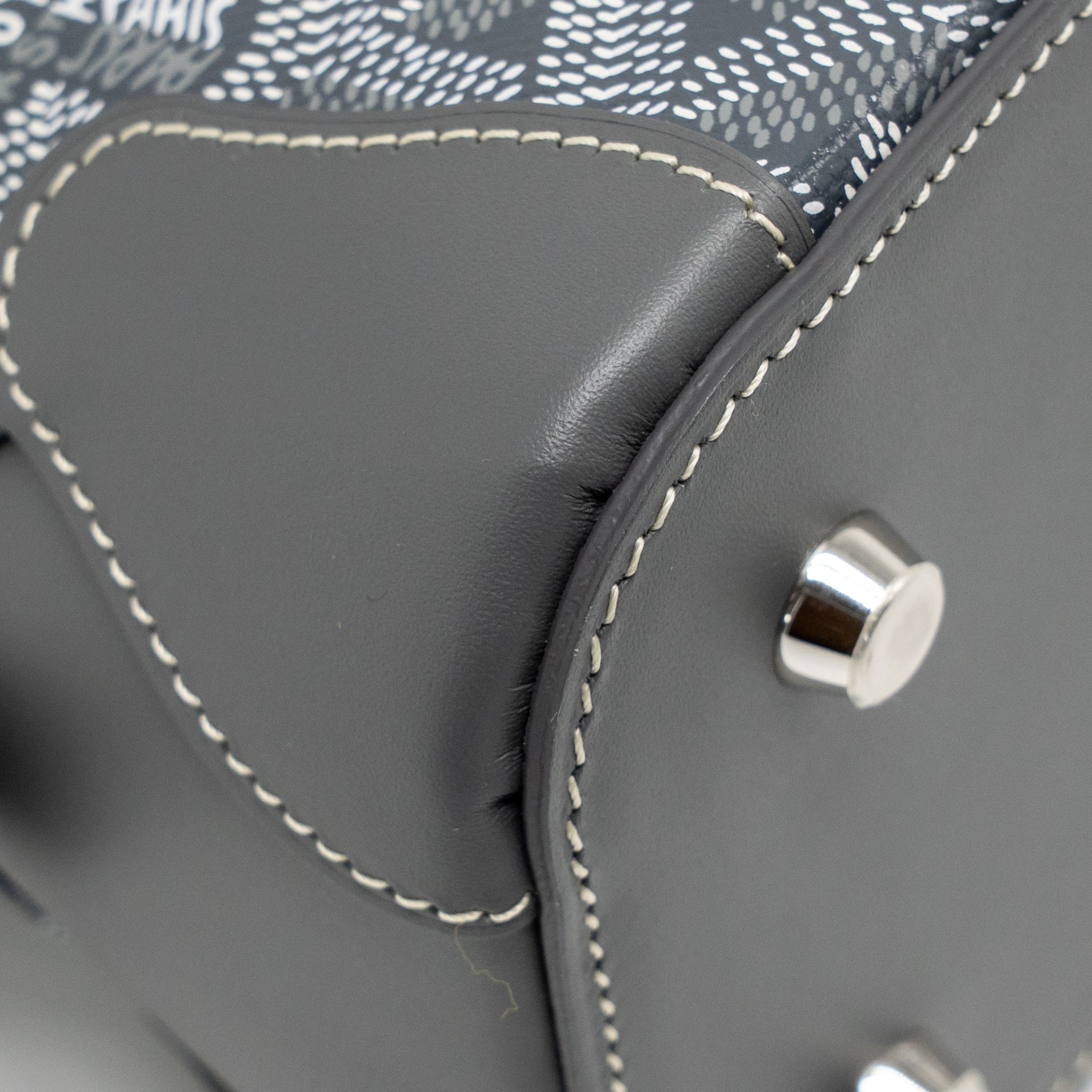 GOYARD VENDOME MINI BAG GOYARDINE CANVAS/CHEVROCHES CALFSKIN GREY SHW