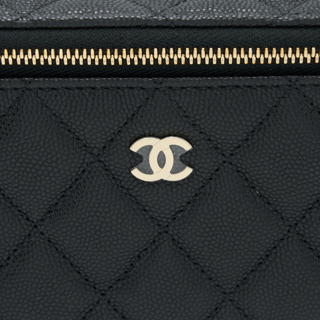 CHANEL LONG VANITY CASE CAVIAR BLACK LGHW (MICROCHIP)