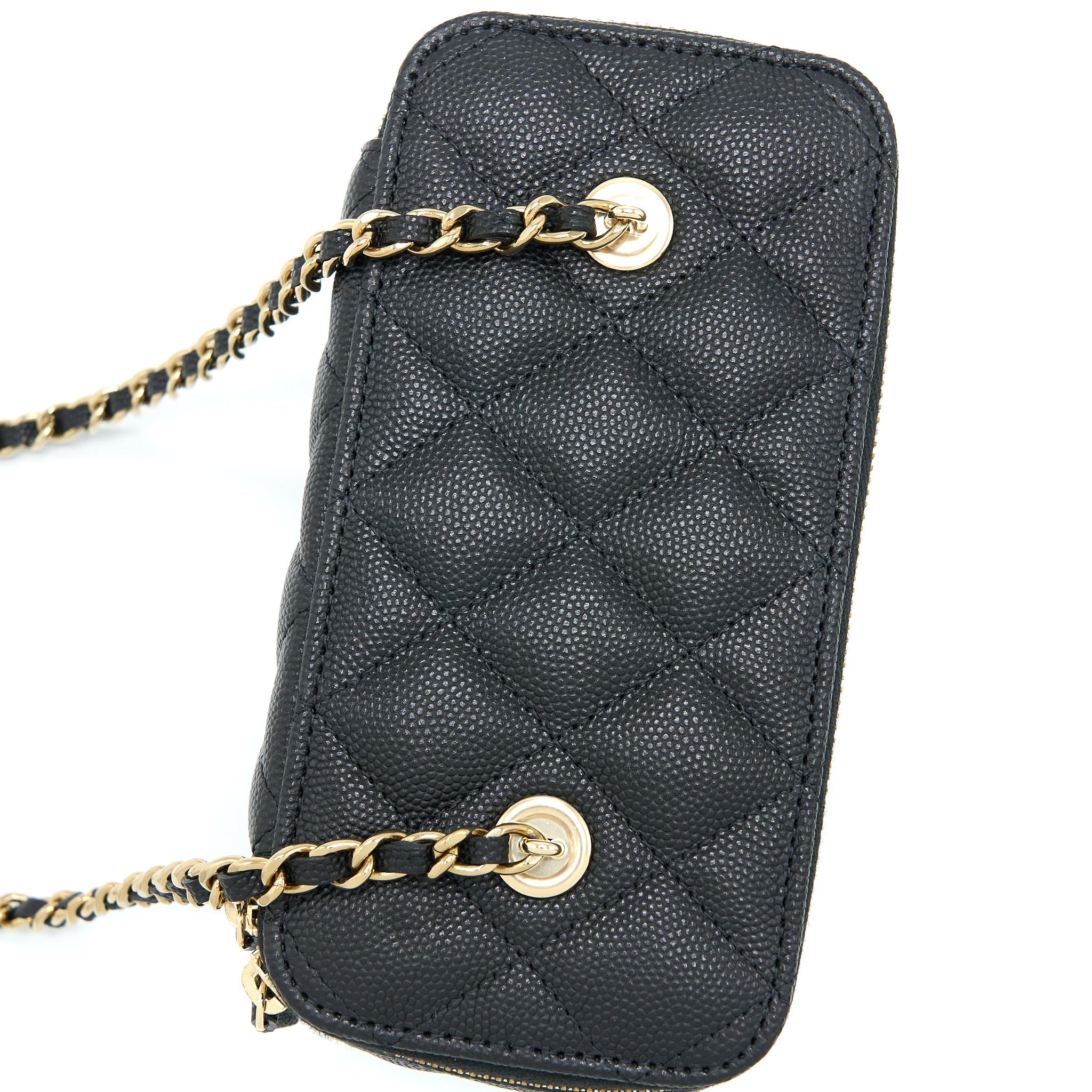 CHANEL LONG VANITY CASE CAVIAR BLACK LGHW (MICROCHIP)