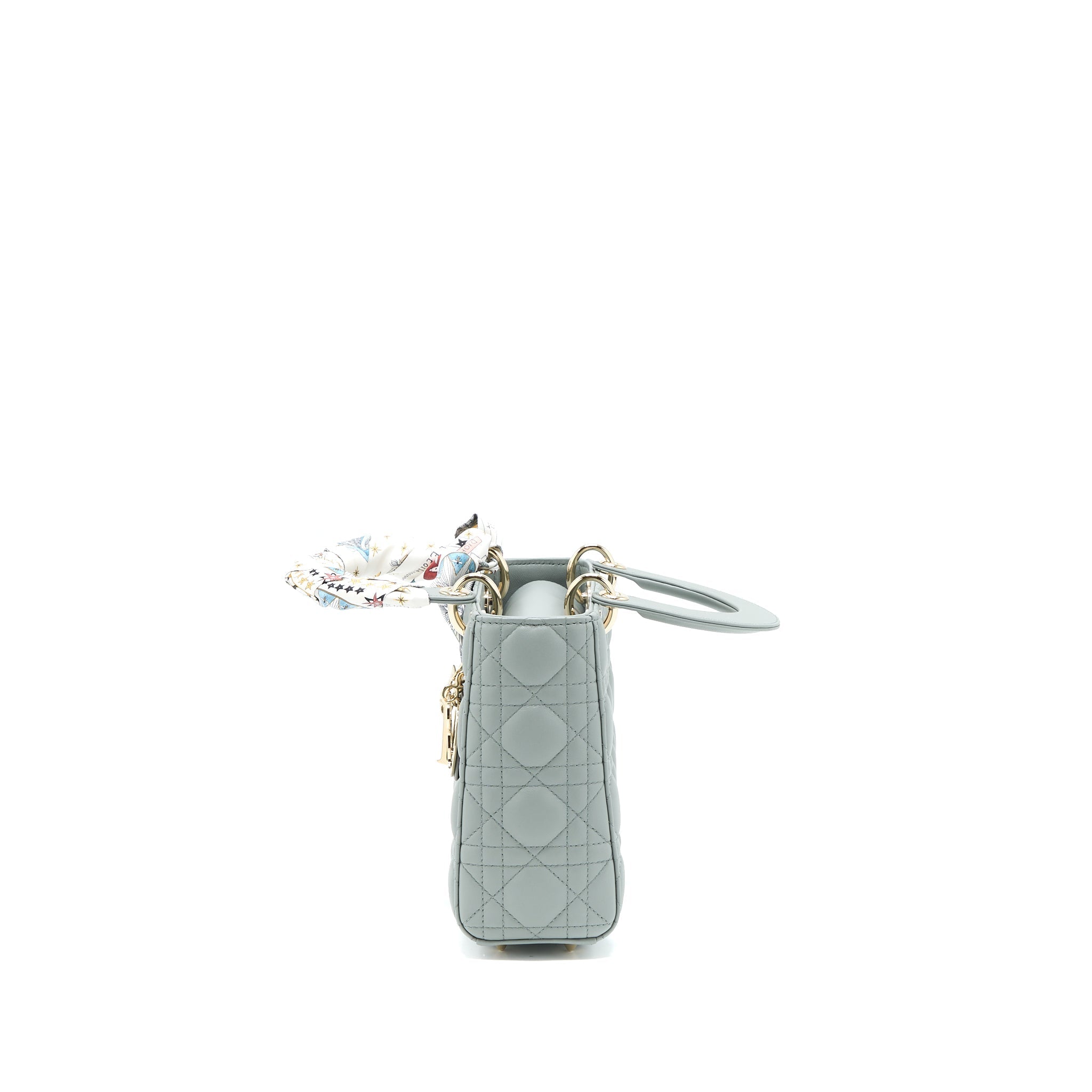 DIOR SMALL LADY DIOR MY ABCDIOR LAMBSKIN CANNAGE GRAY LGHW