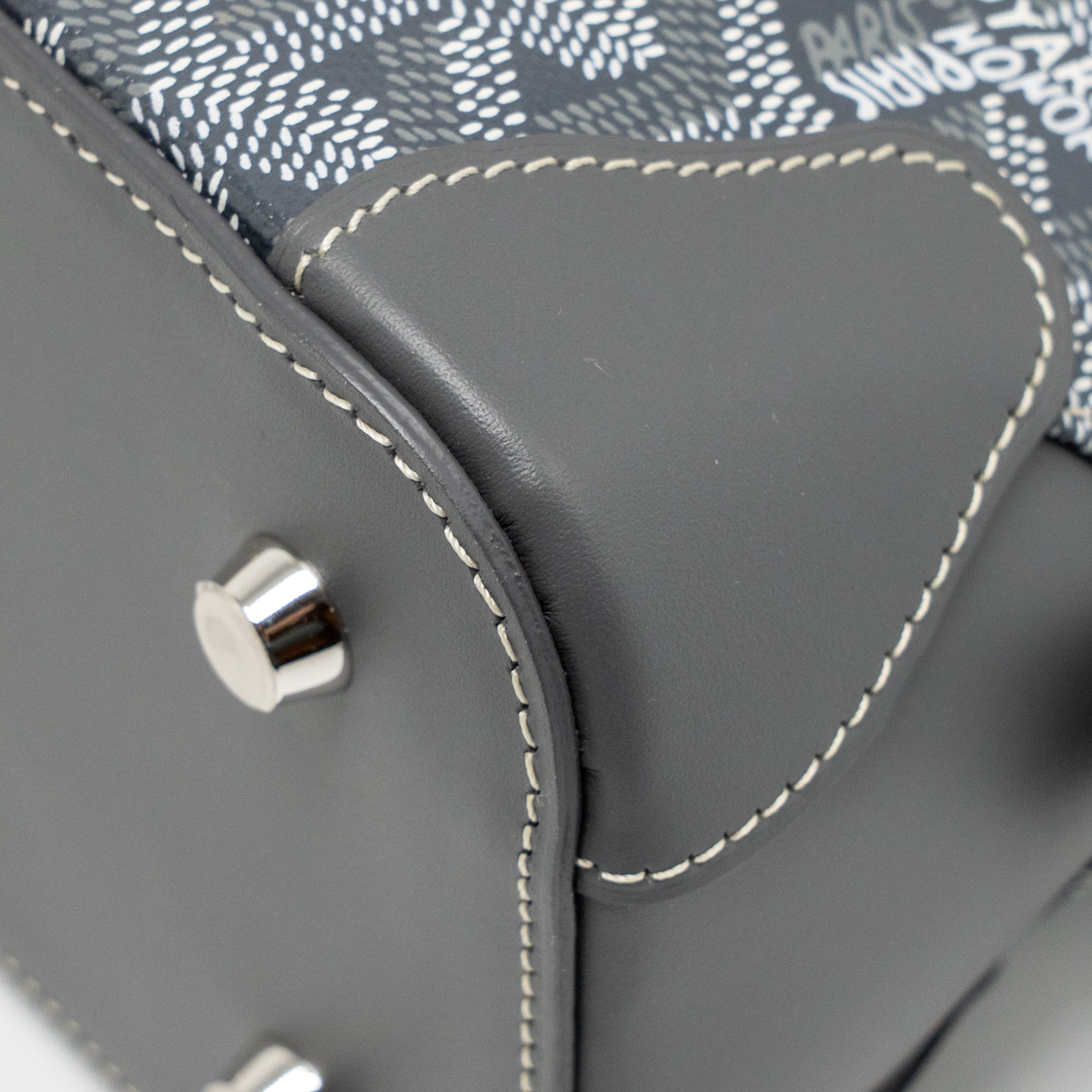 GOYARD VENDOME MINI BAG GOYARDINE CANVAS/CHEVROCHES CALFSKIN GREY SHW