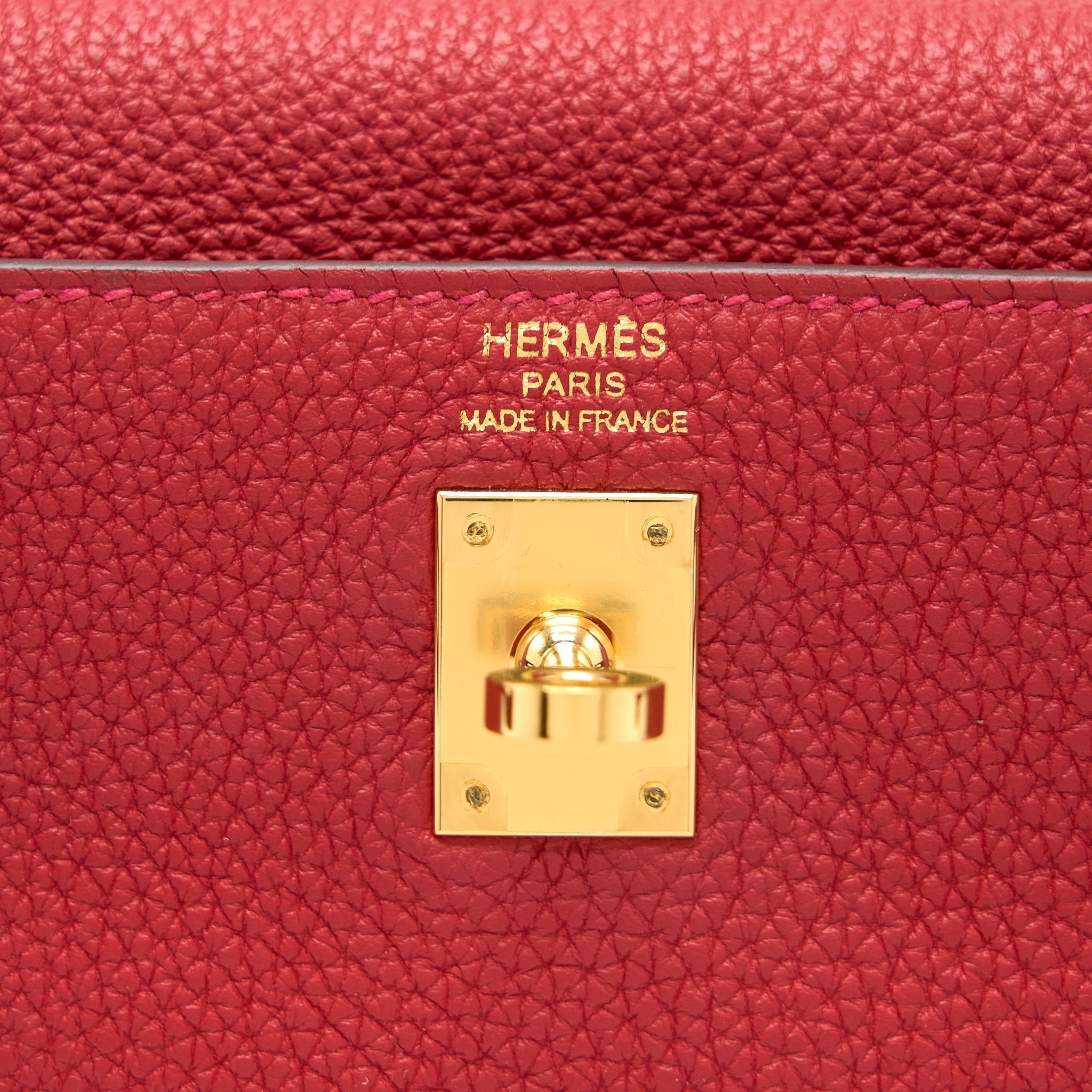 HERMES KELLY 25 TOGO Q5 ROUGE CASAQUE GHW