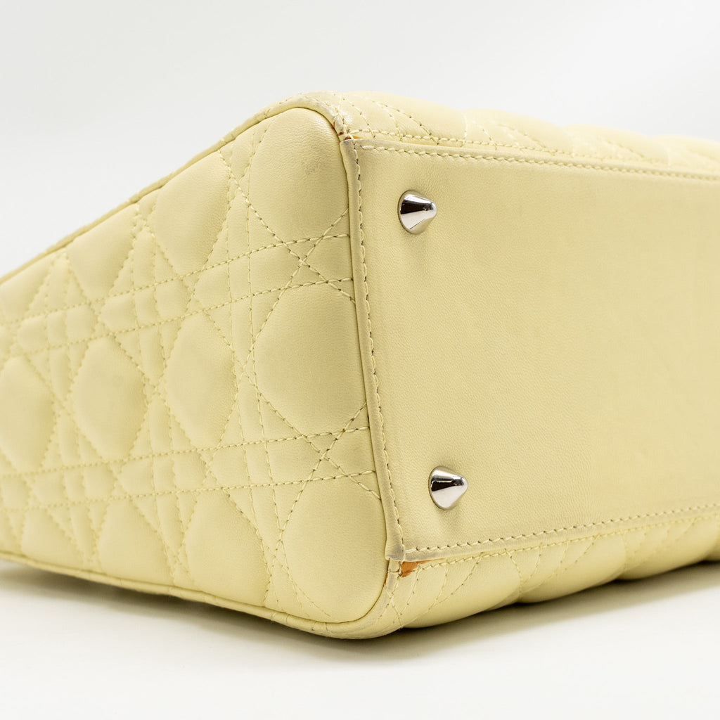 DIOR MEDIUM LADY DIOR LAMBSKIN LIGHT YELLOW SHW