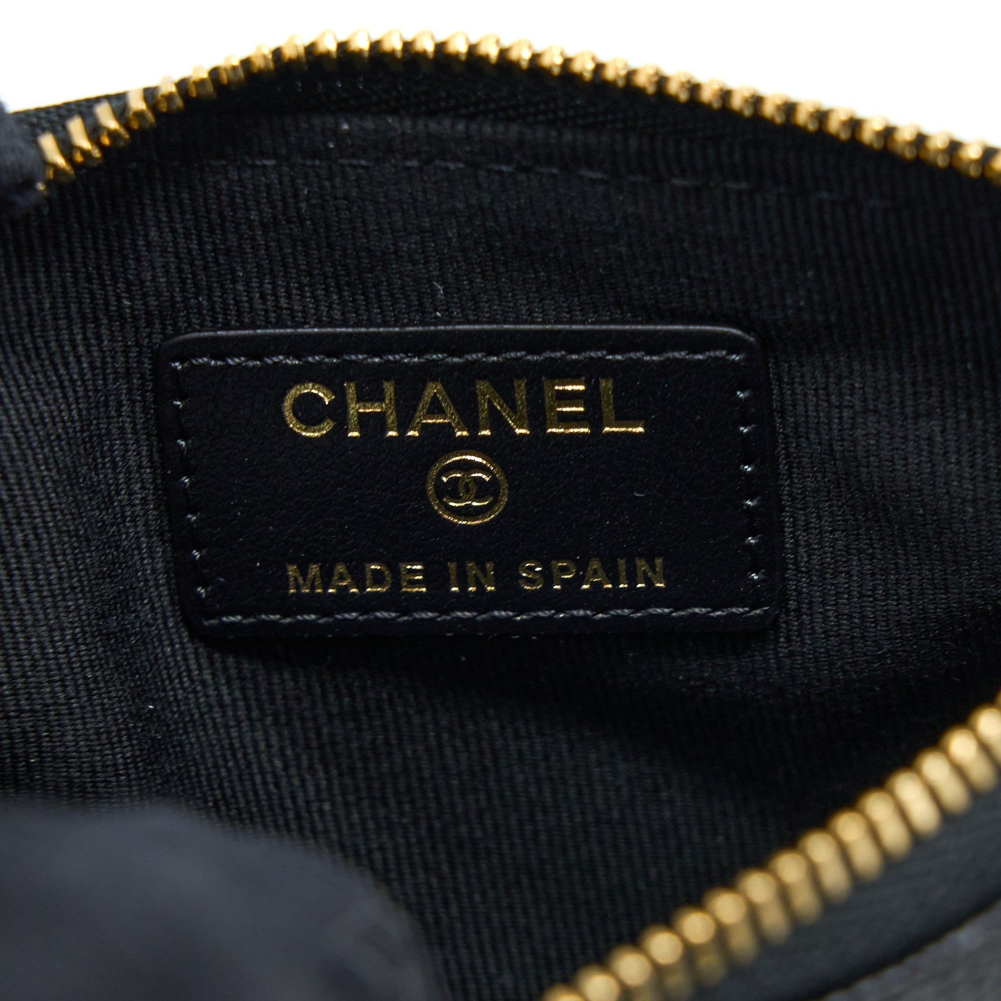 CHANEL ZIPPY SMALL POUCH DETAILED LOGO CAVIAR BLACK LGHW