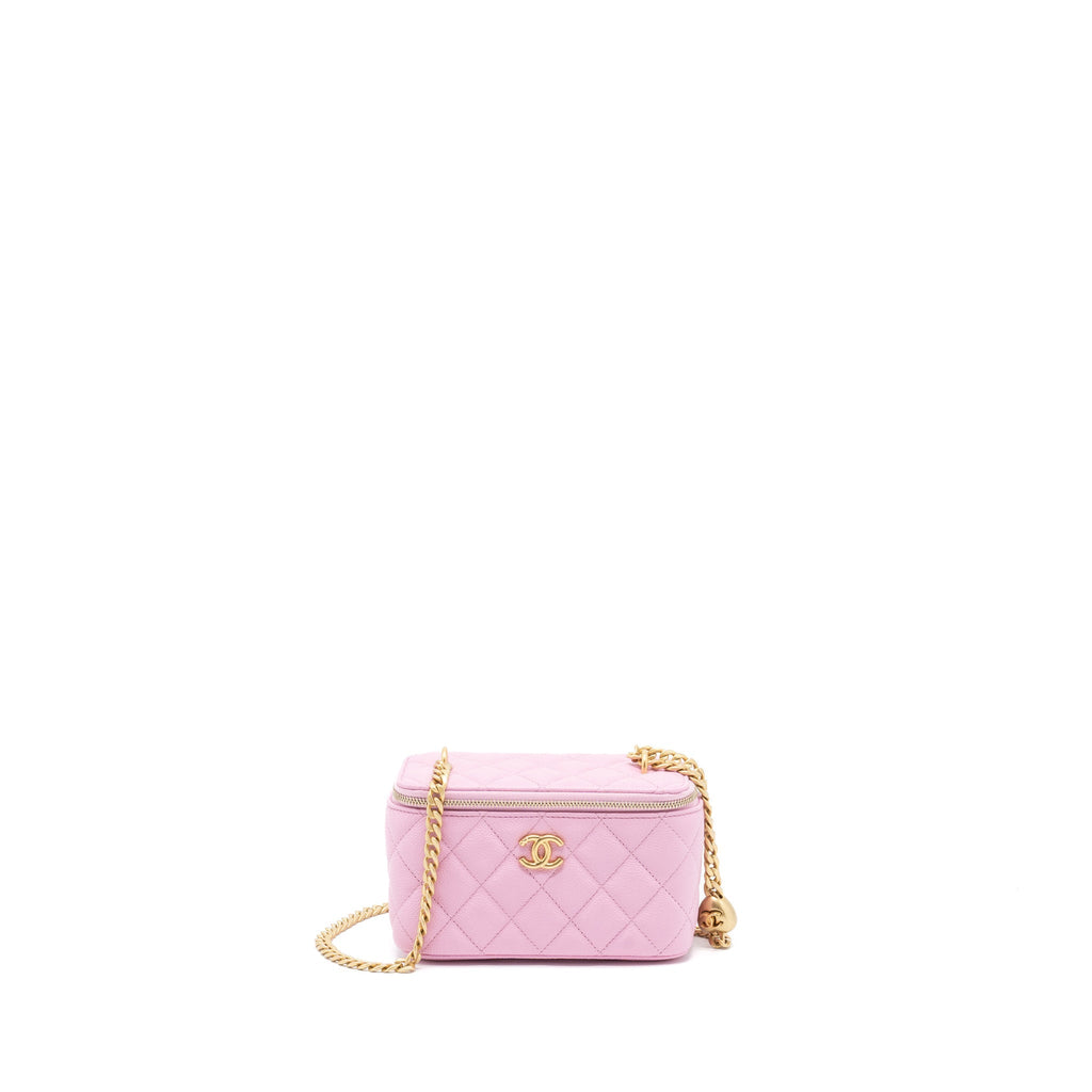 CHANEL 23P COCO LOVE LONG VANITY WITH CHAIN CAVIAR PINK GHW (MICROCHIP)