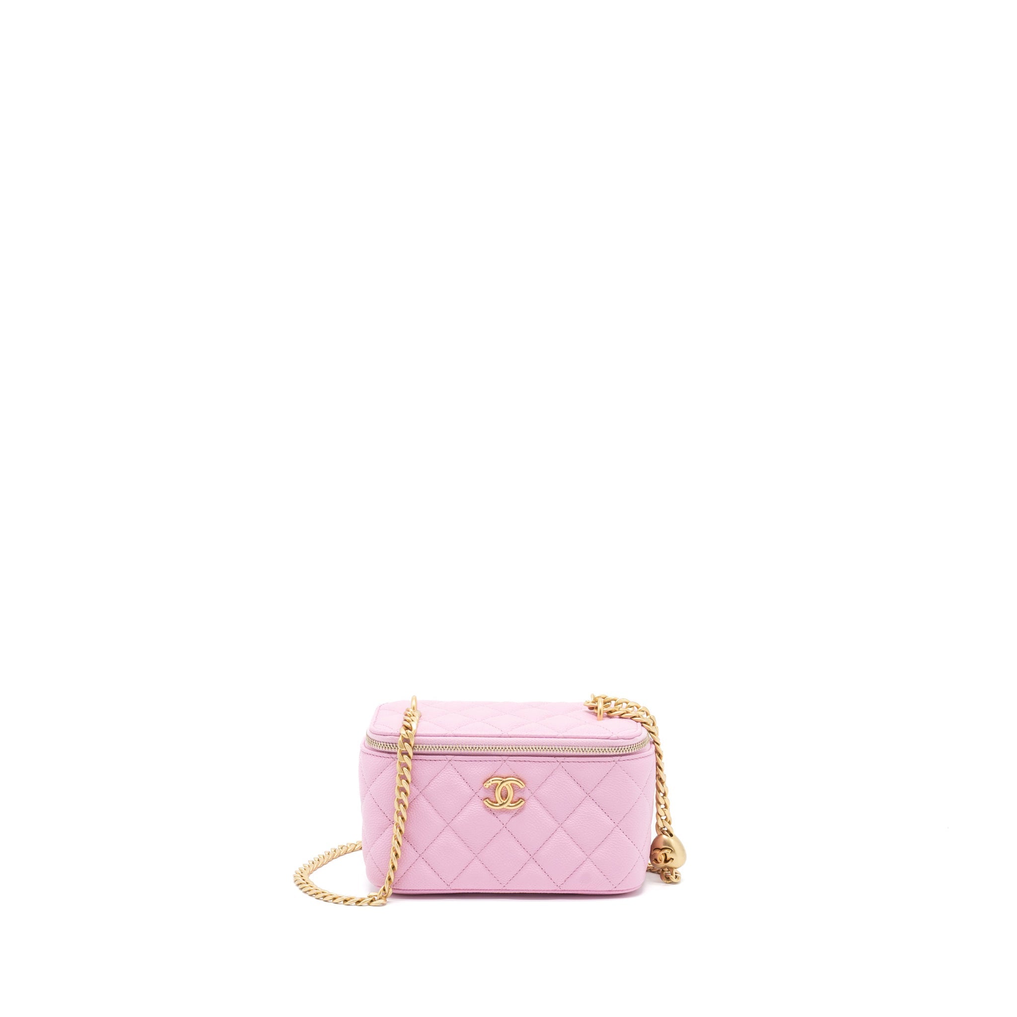 CHANEL 23P COCO LOVE LONG VANITY WITH CHAIN CAVIAR PINK GHW (MICROCHIP)