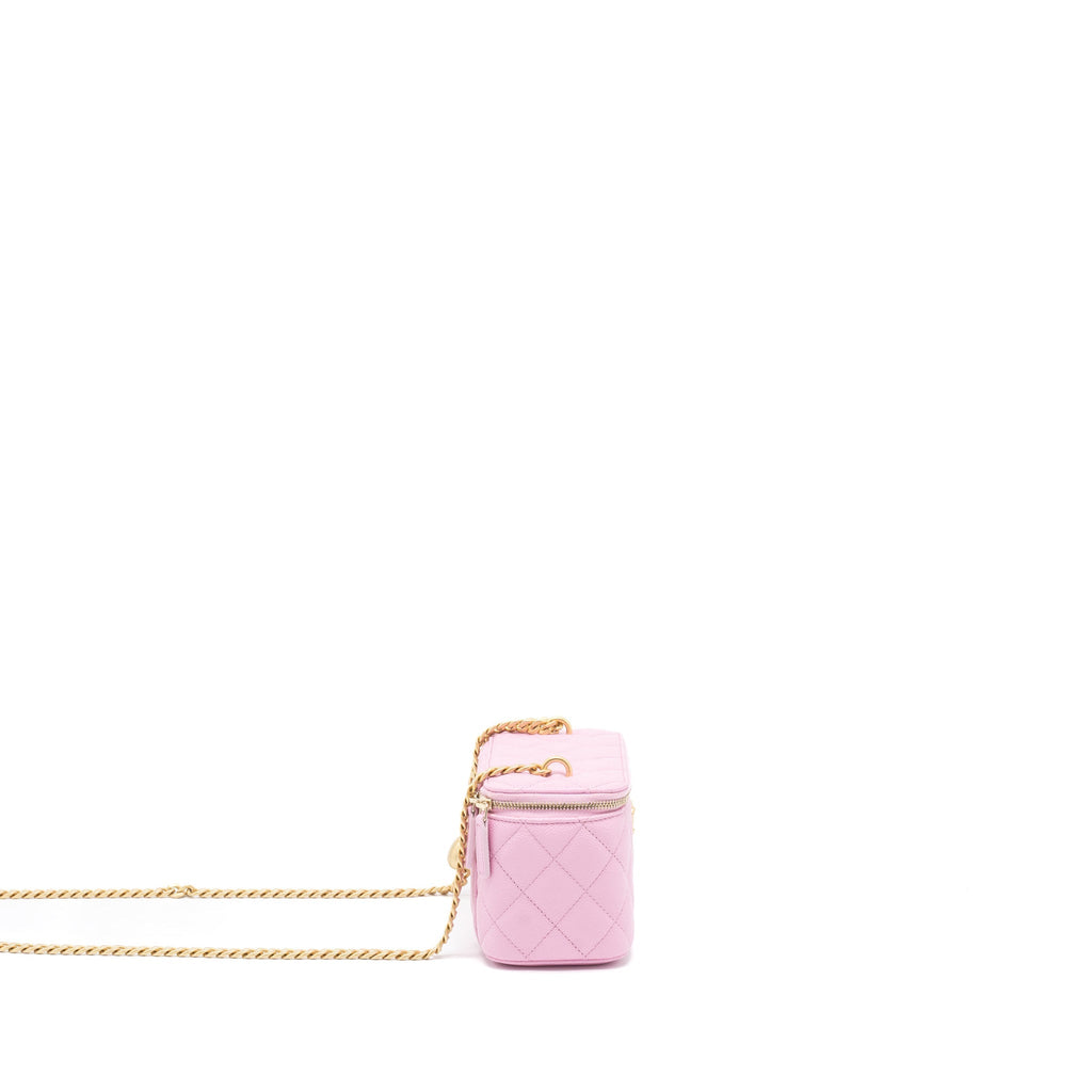 CHANEL 23P COCO LOVE LONG VANITY WITH CHAIN CAVIAR PINK GHW (MICROCHIP)
